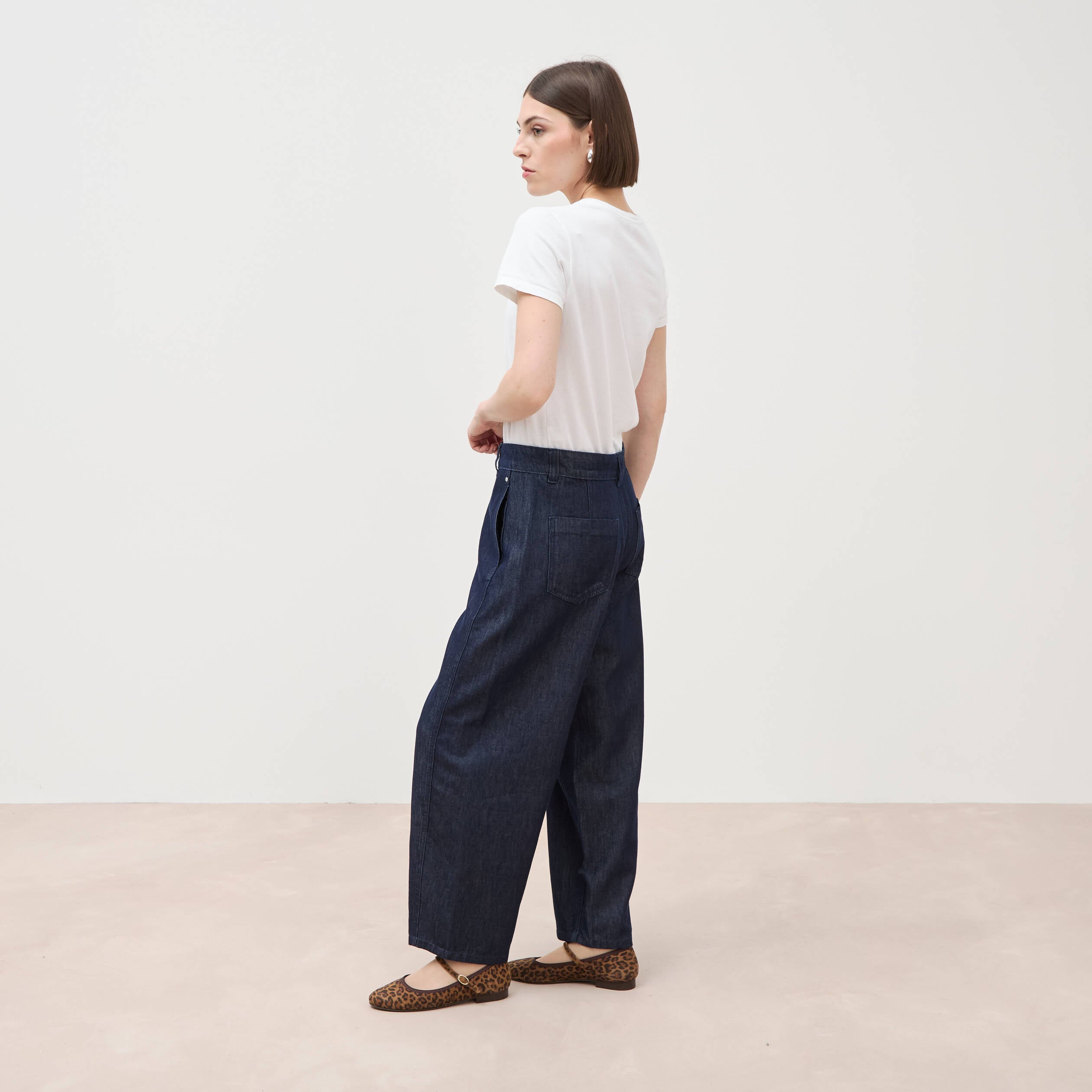 Jeans slouchy taille haute denim brut femme