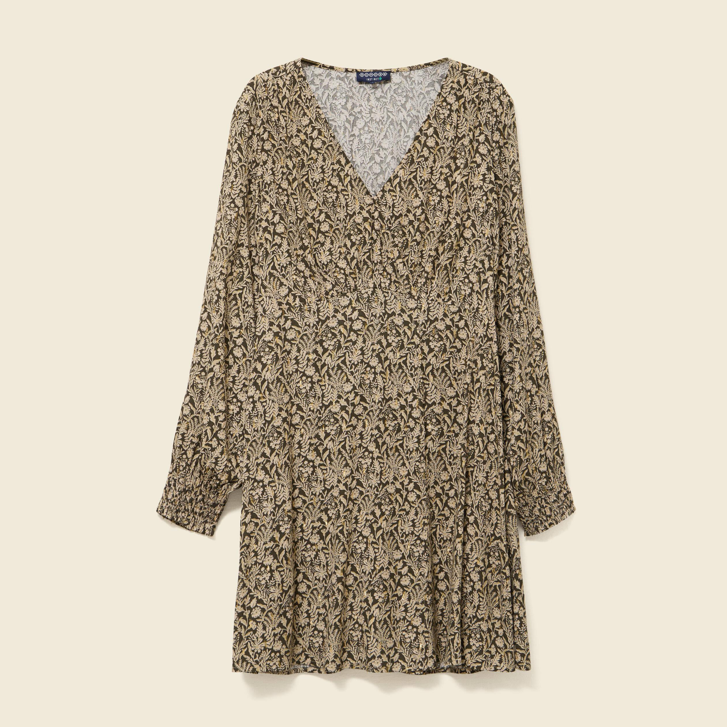 Robe manches longues vert fonc&eacute; femme
