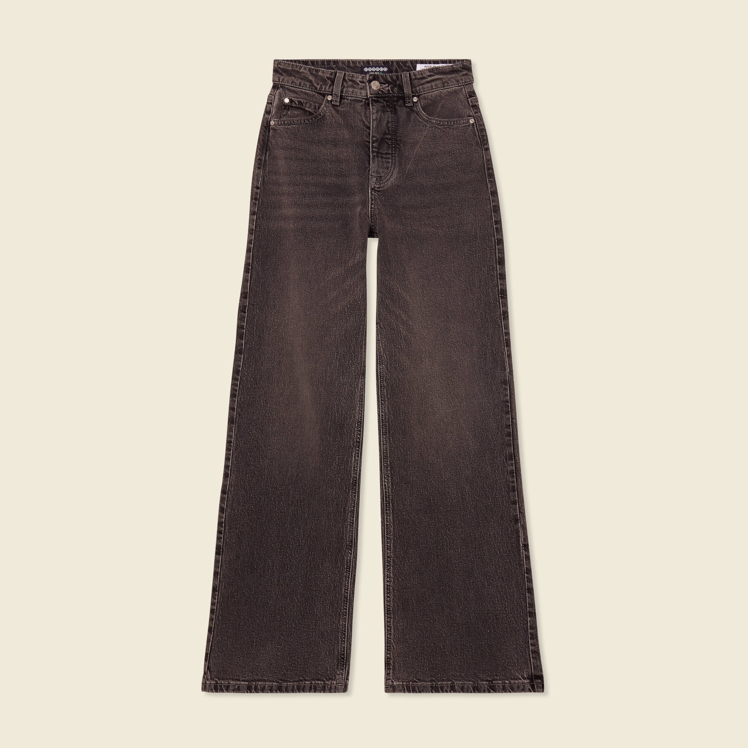 Jeans large taille haute denim snow gris femme
