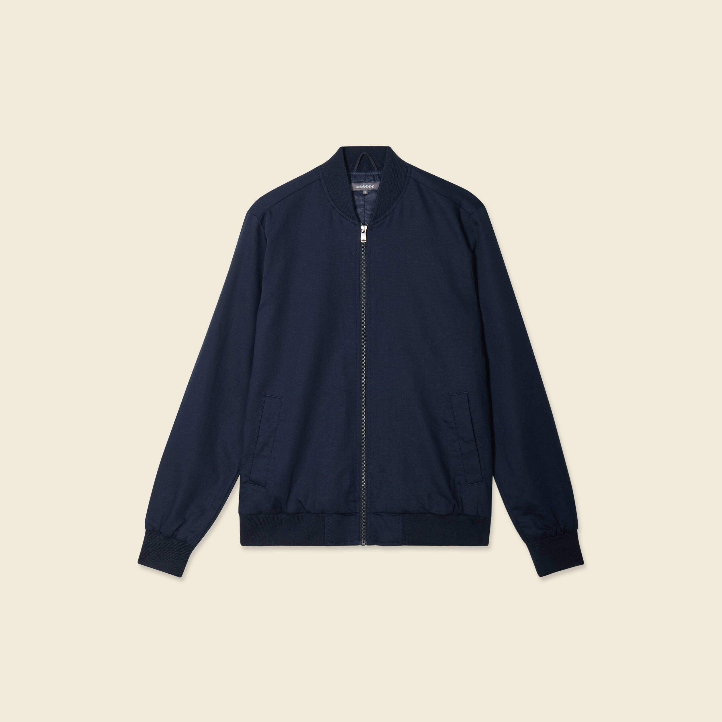 blouson zippe col teddy bleu marine homme Blouson zippé col teddy bleu marine homme