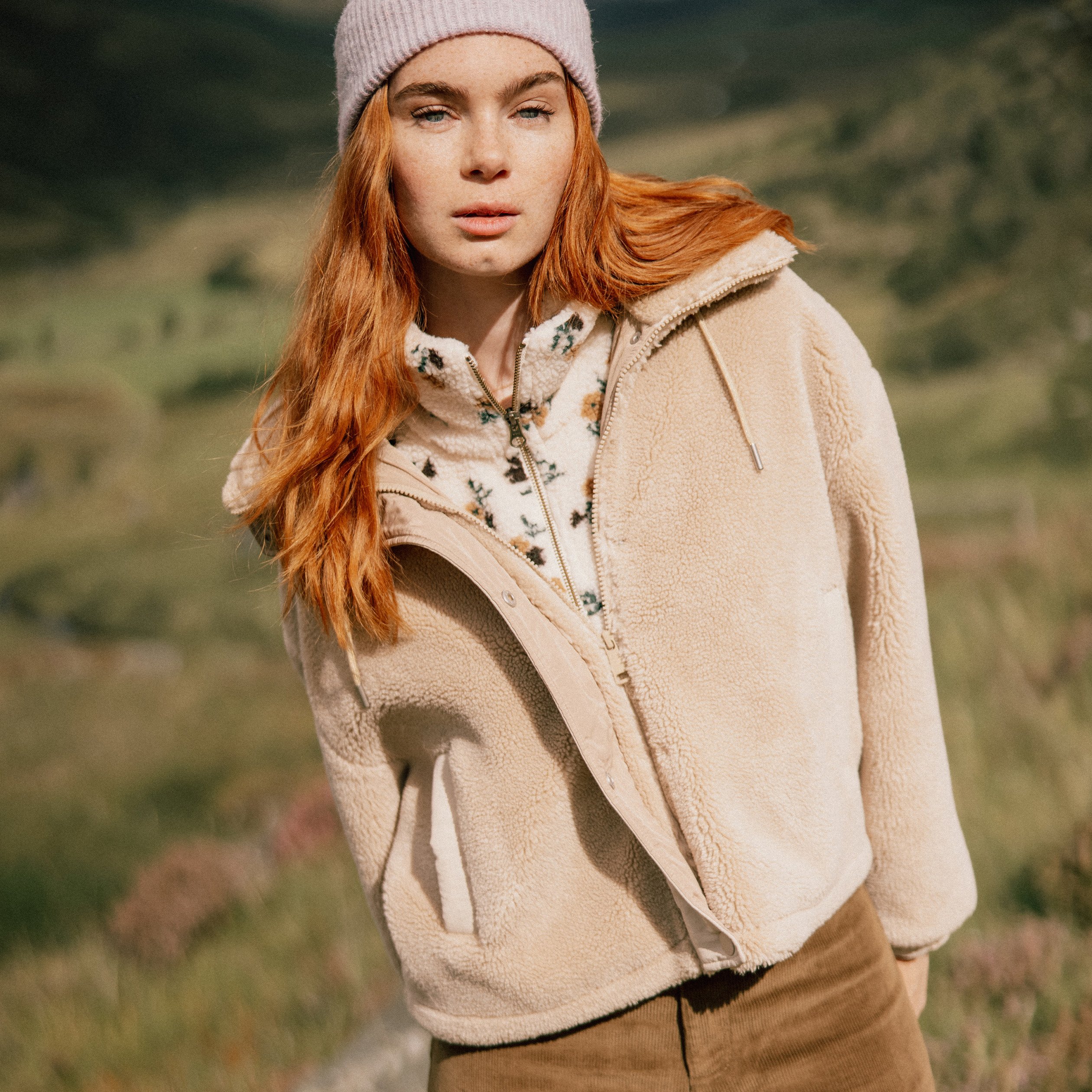 Veste oversize effet polaire col montant creme femme Vibs