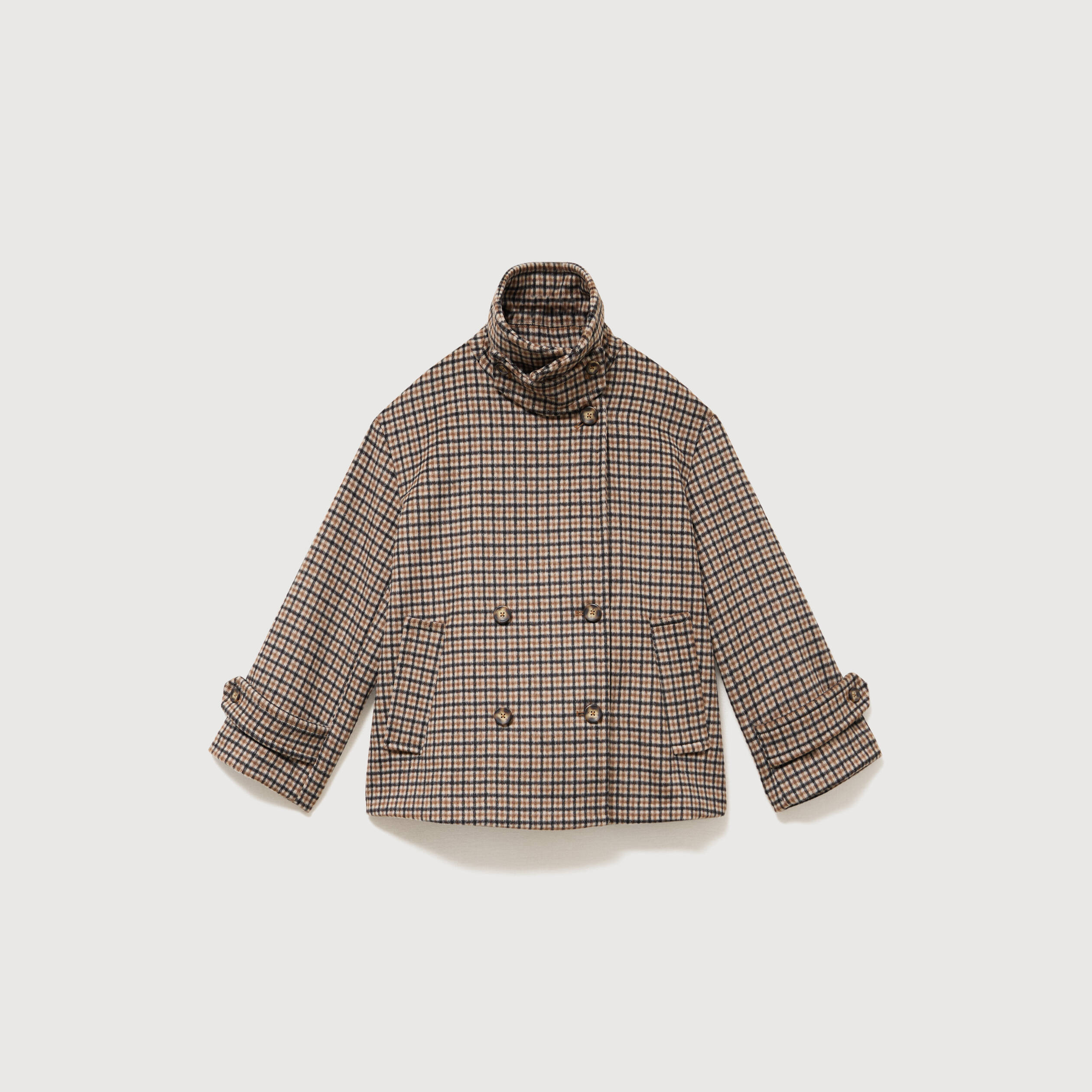 Caban oversize court col tailleur marron femme
