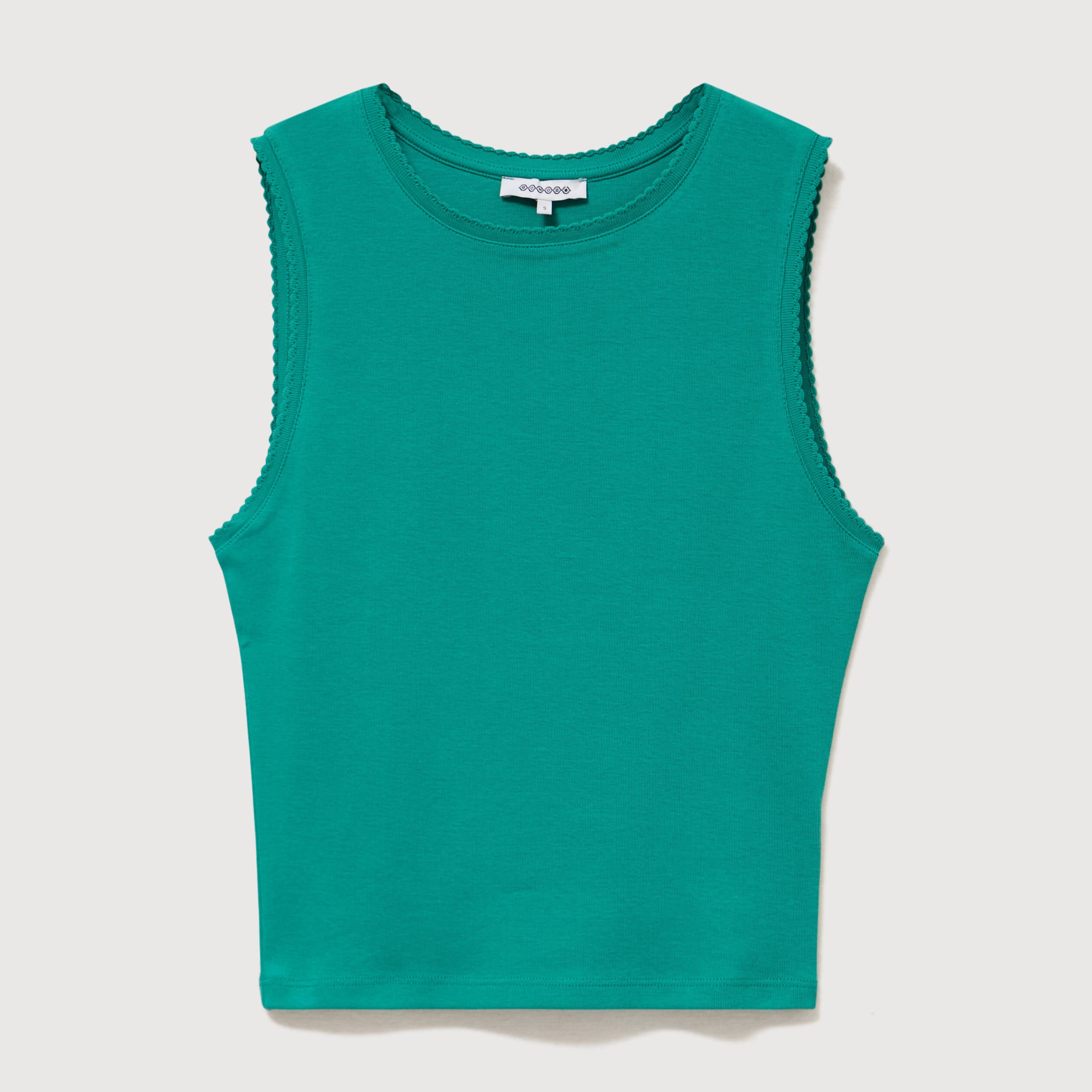D&eacute;bardeur ajust&eacute; col rond en coton vert femme