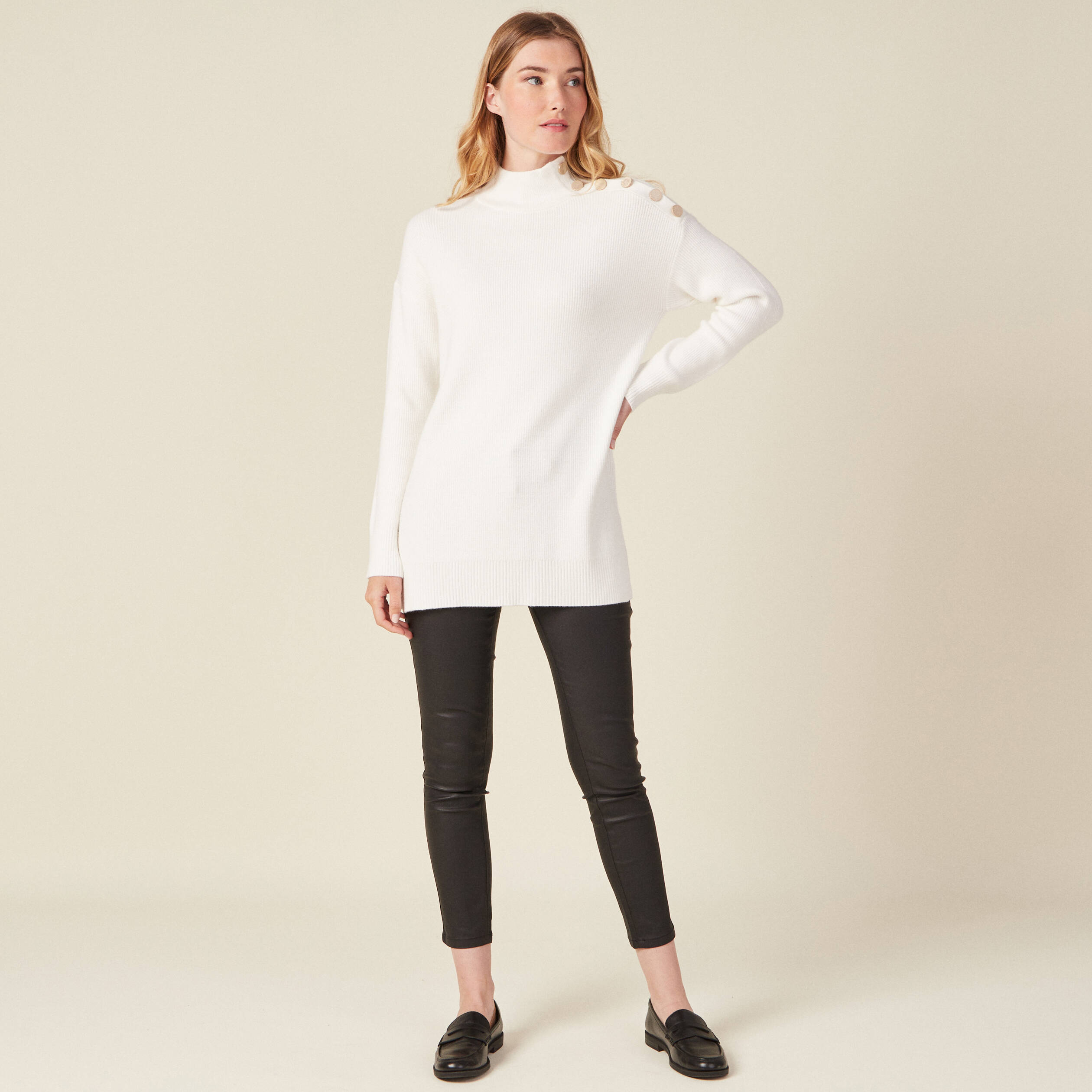 pull long manches longues ecru femme Pull long manches longues ecru femme