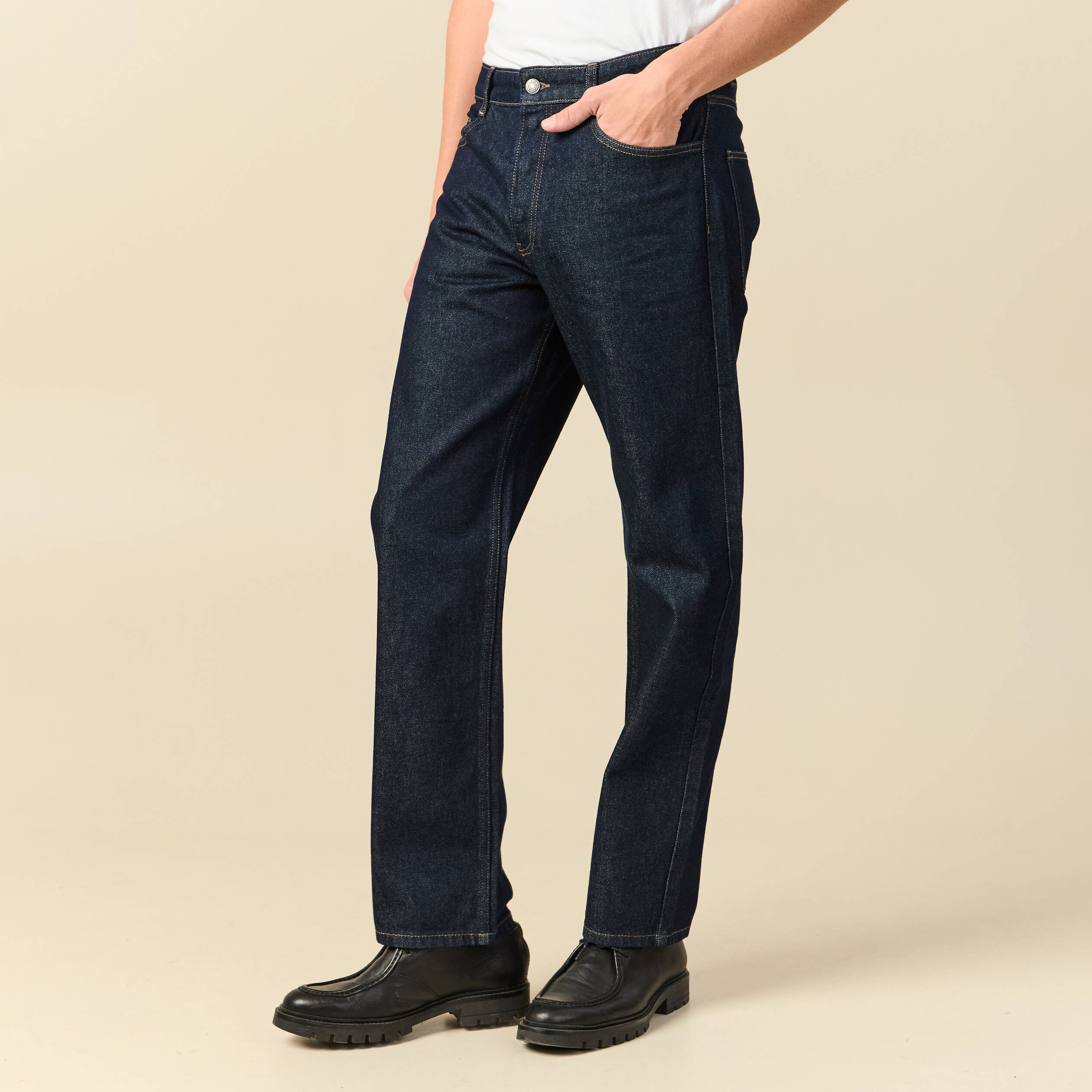 Jeans large relaxed denim brut clean homme