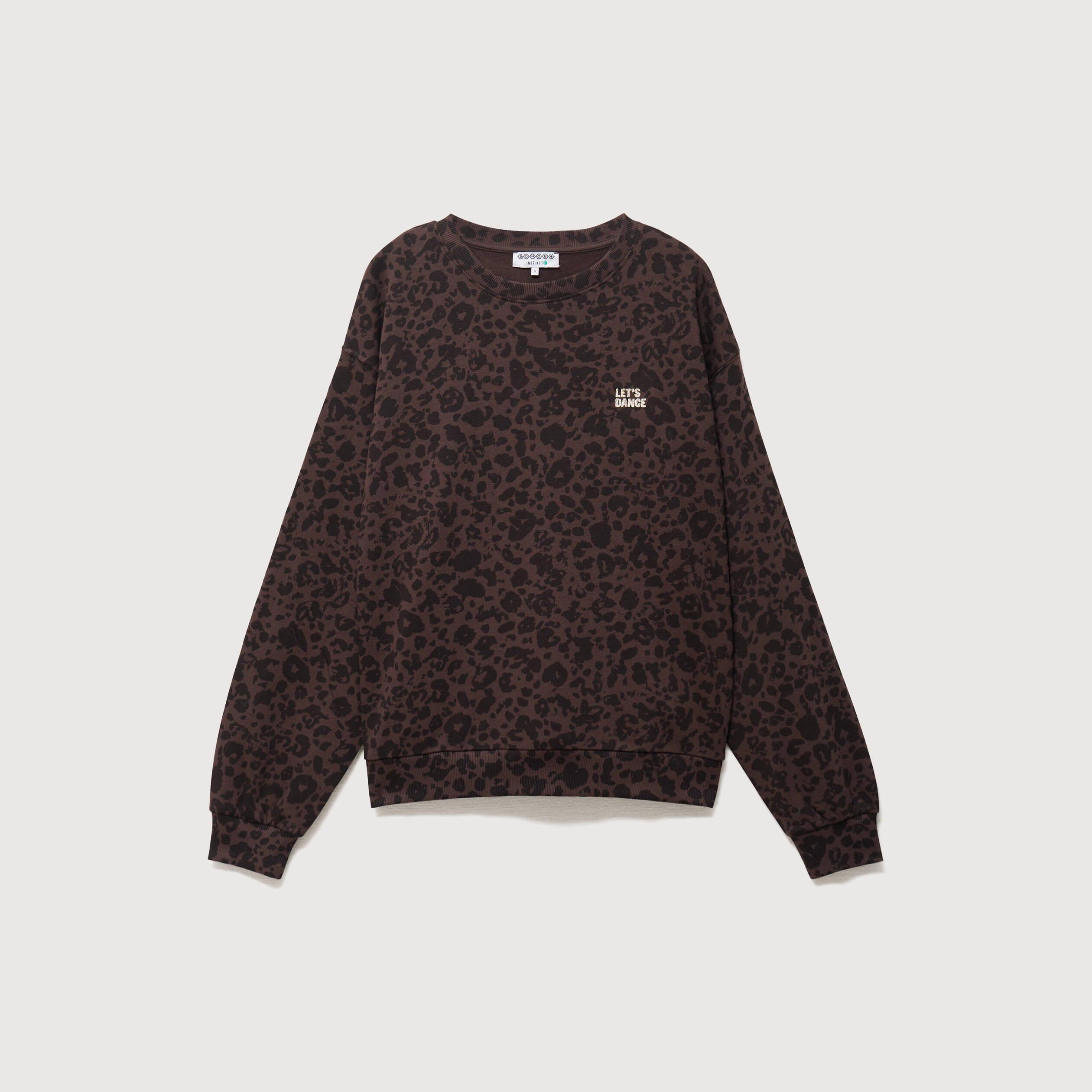 Sweat col rond manches longues marron chocolat femme
