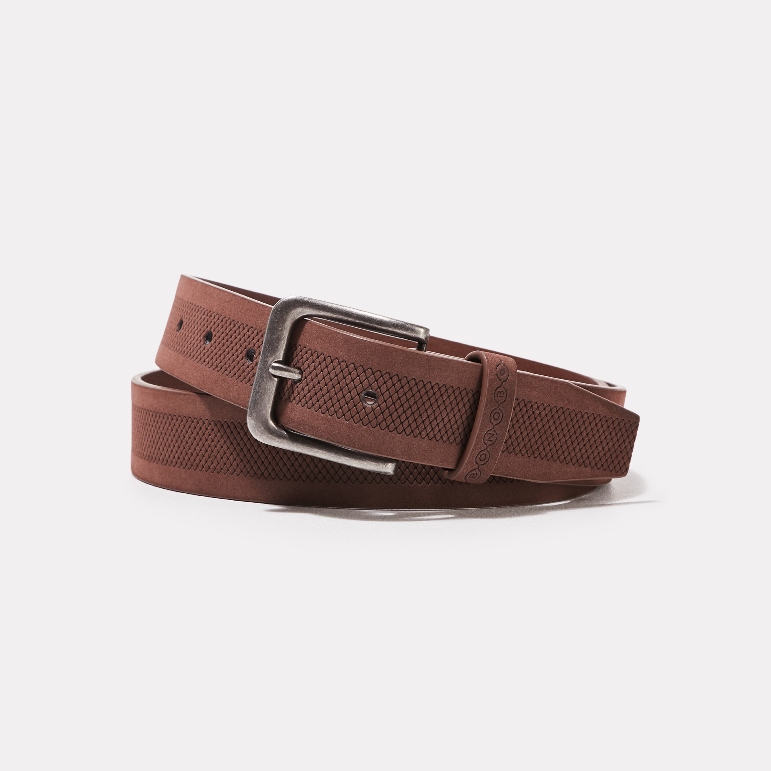 ceinture embossee marron fonce homme Ceinture embossée marron foncé homme