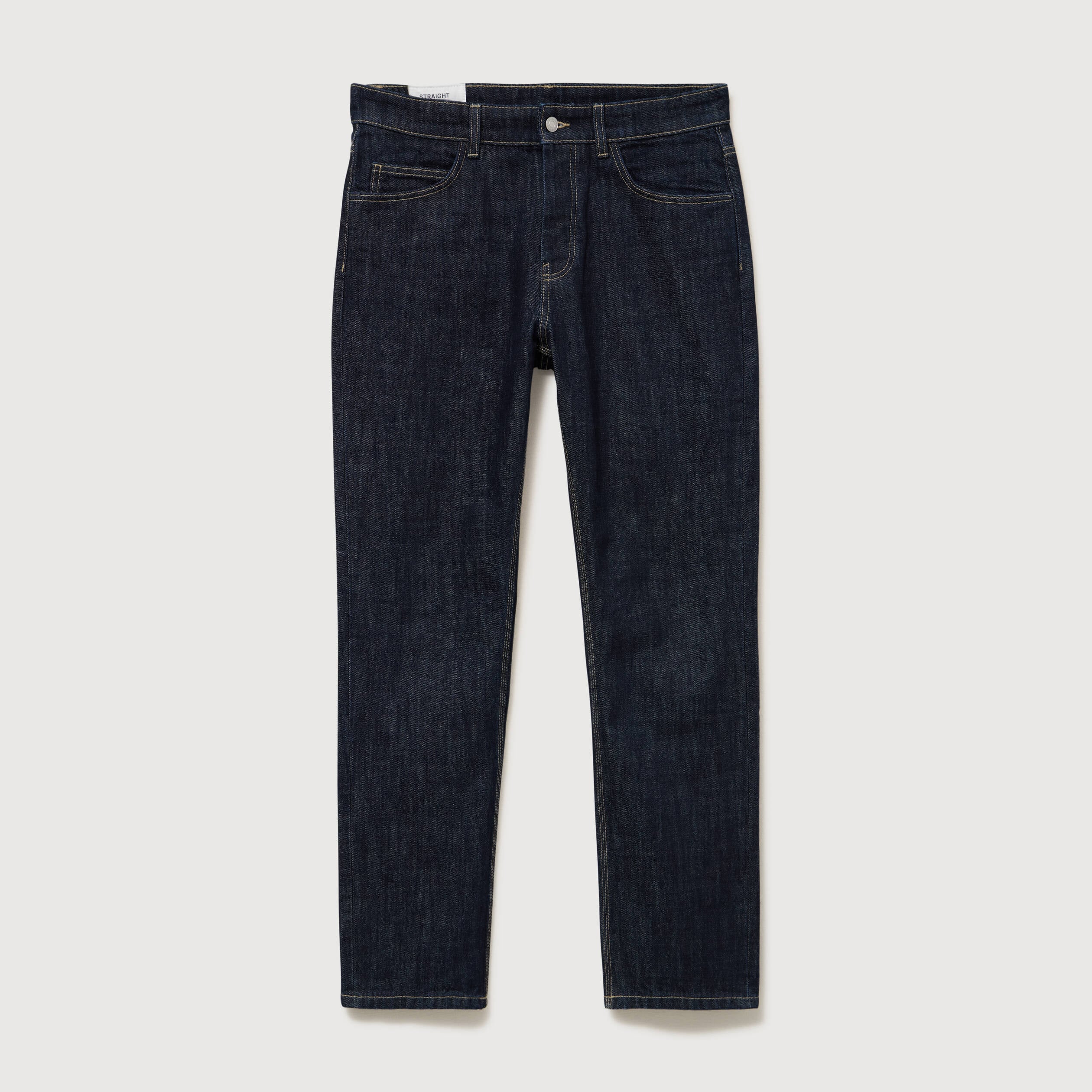 Jeans straight en coton longueur 32 denim brut rinse homme