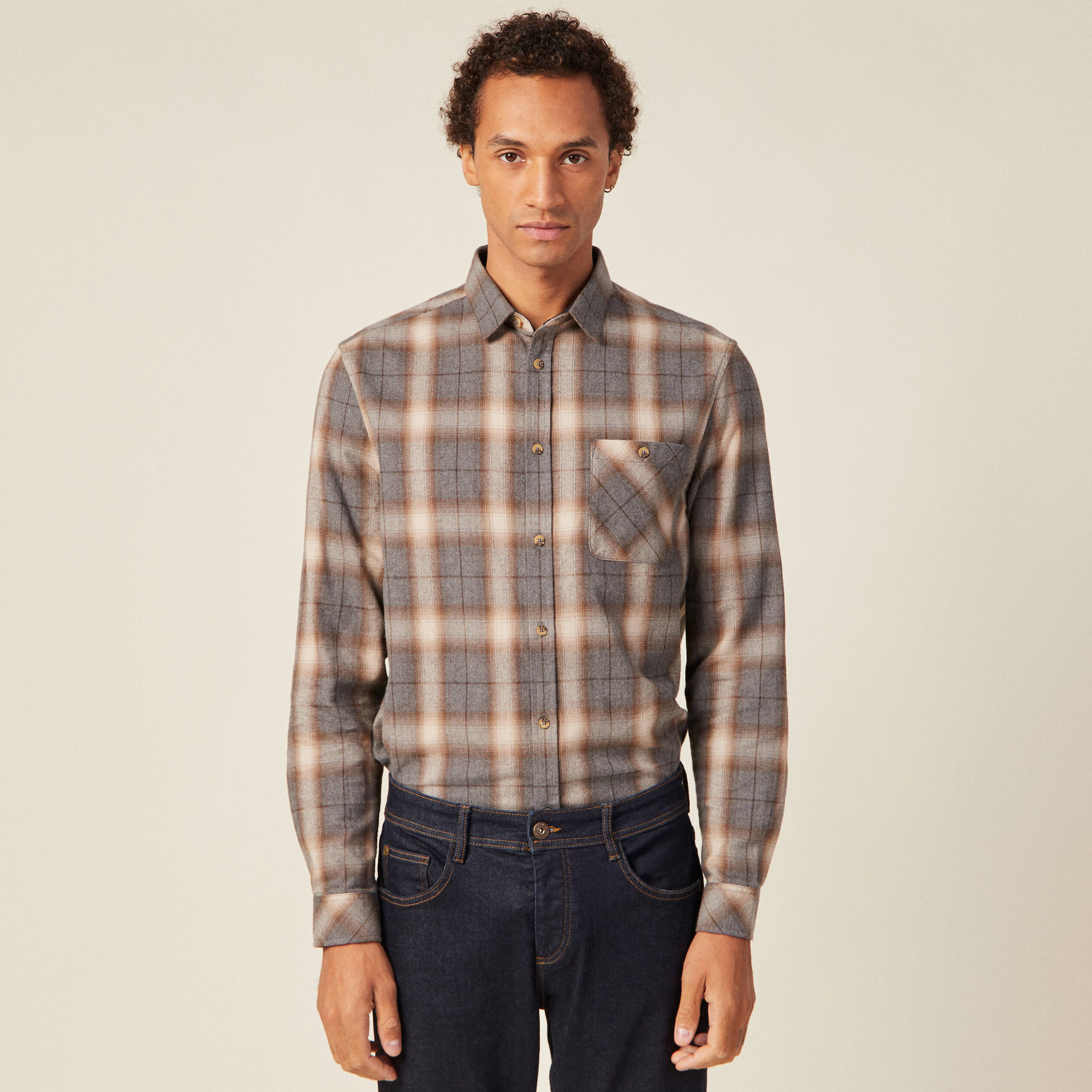 chemise manches longues ecru homme Chemise manches longues ecru homme