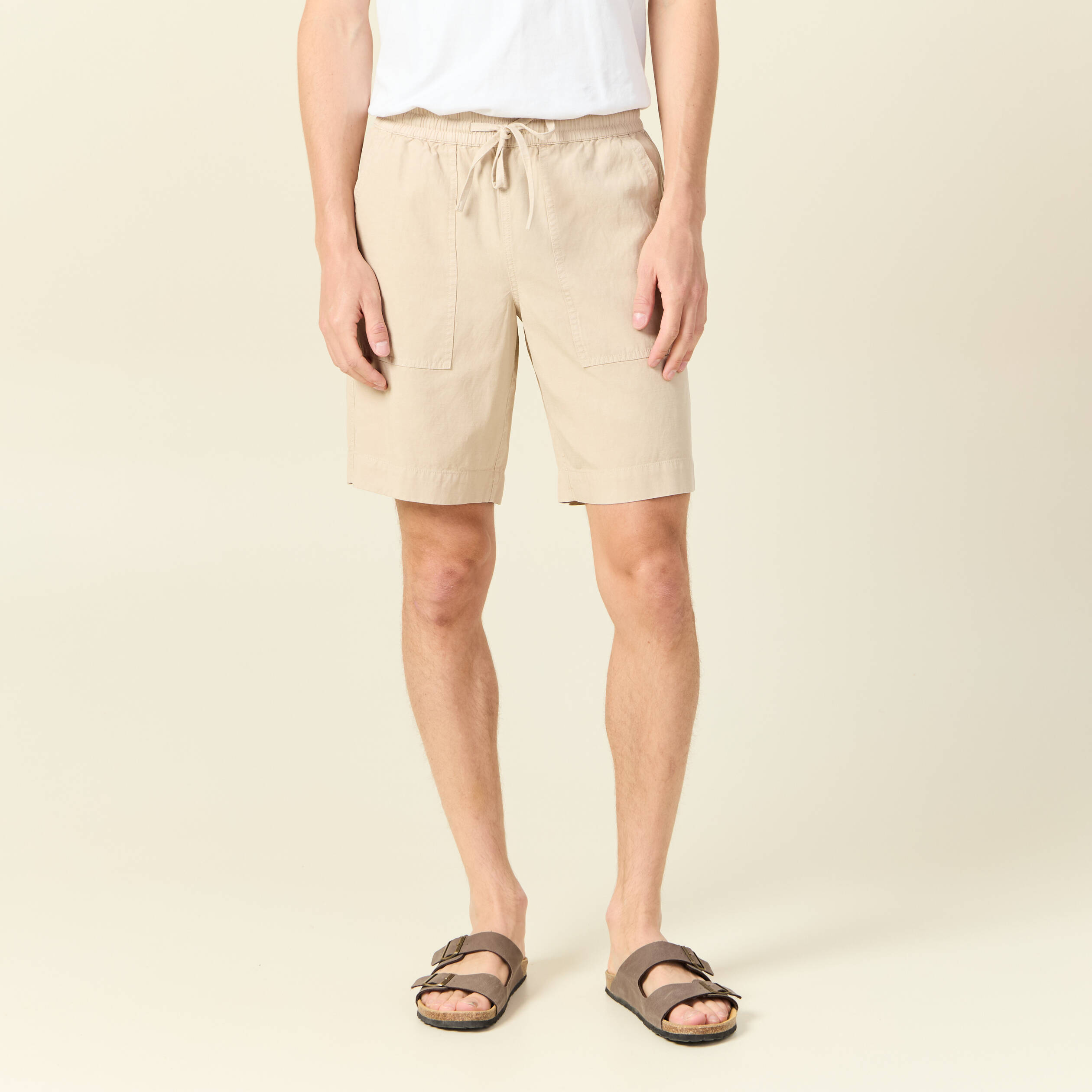short droit a coulisse sable homme Short droit à coulisse sable homme