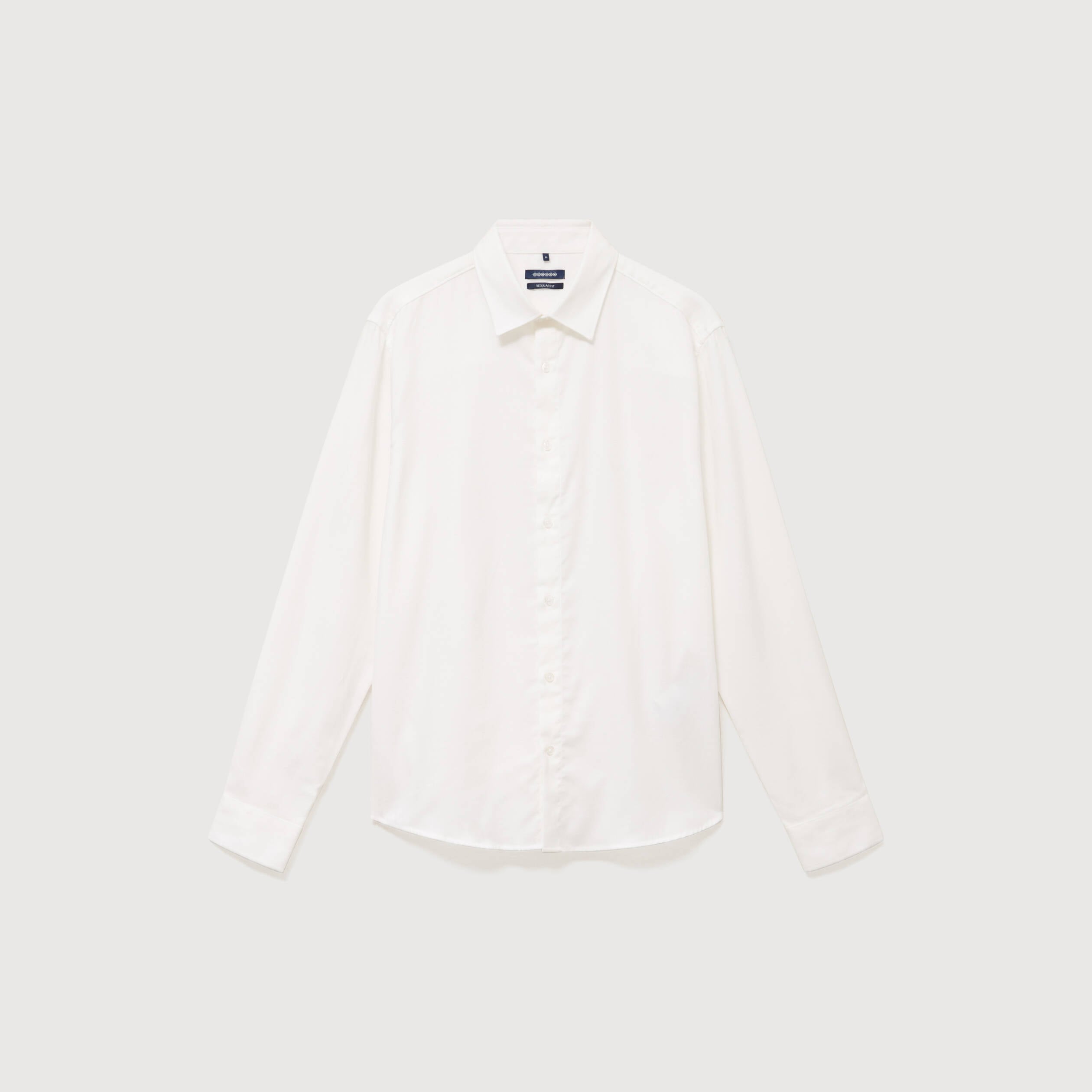 Chemise droite en coton manches longues ecru homme