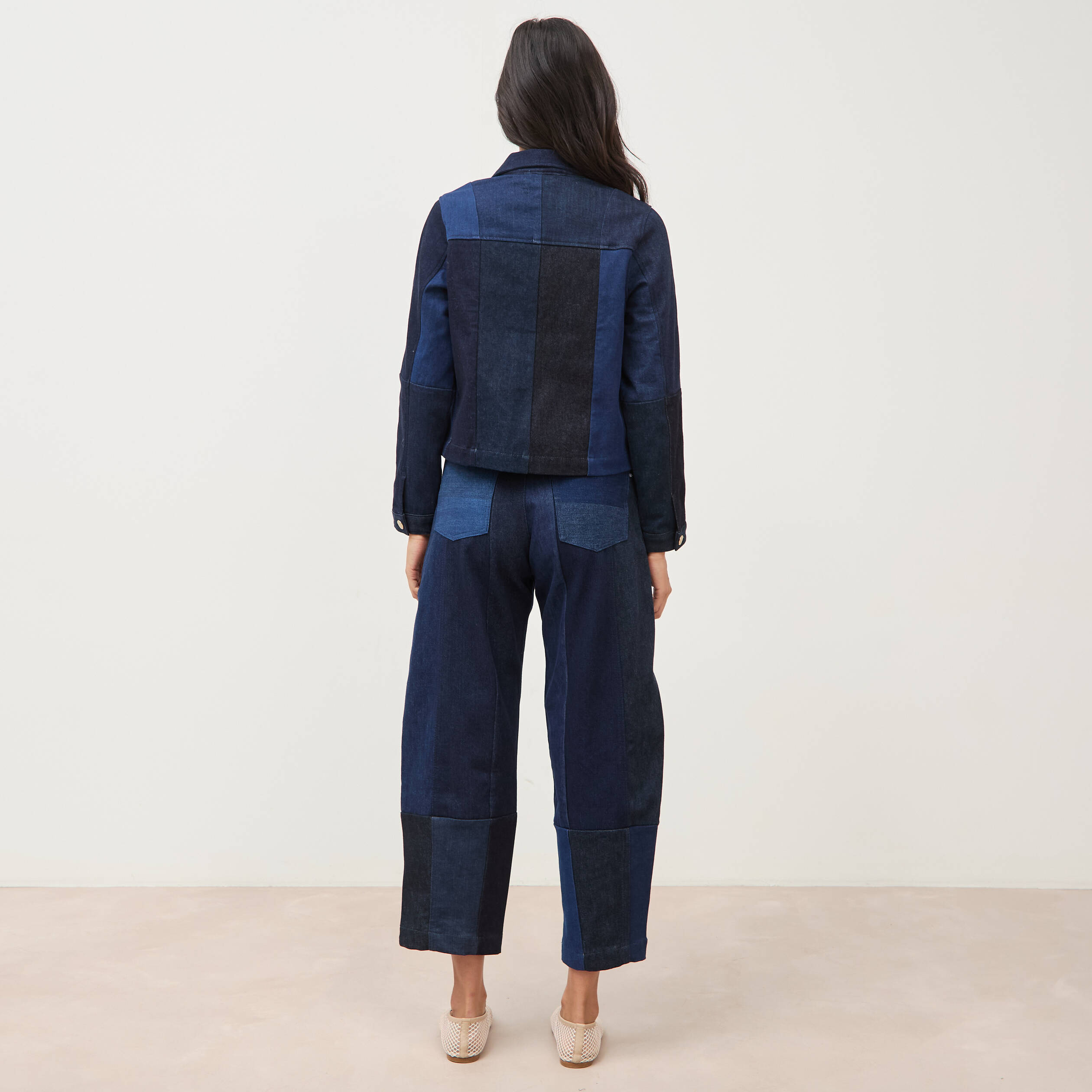 Veste droite en jeans manches longues denim stone femme