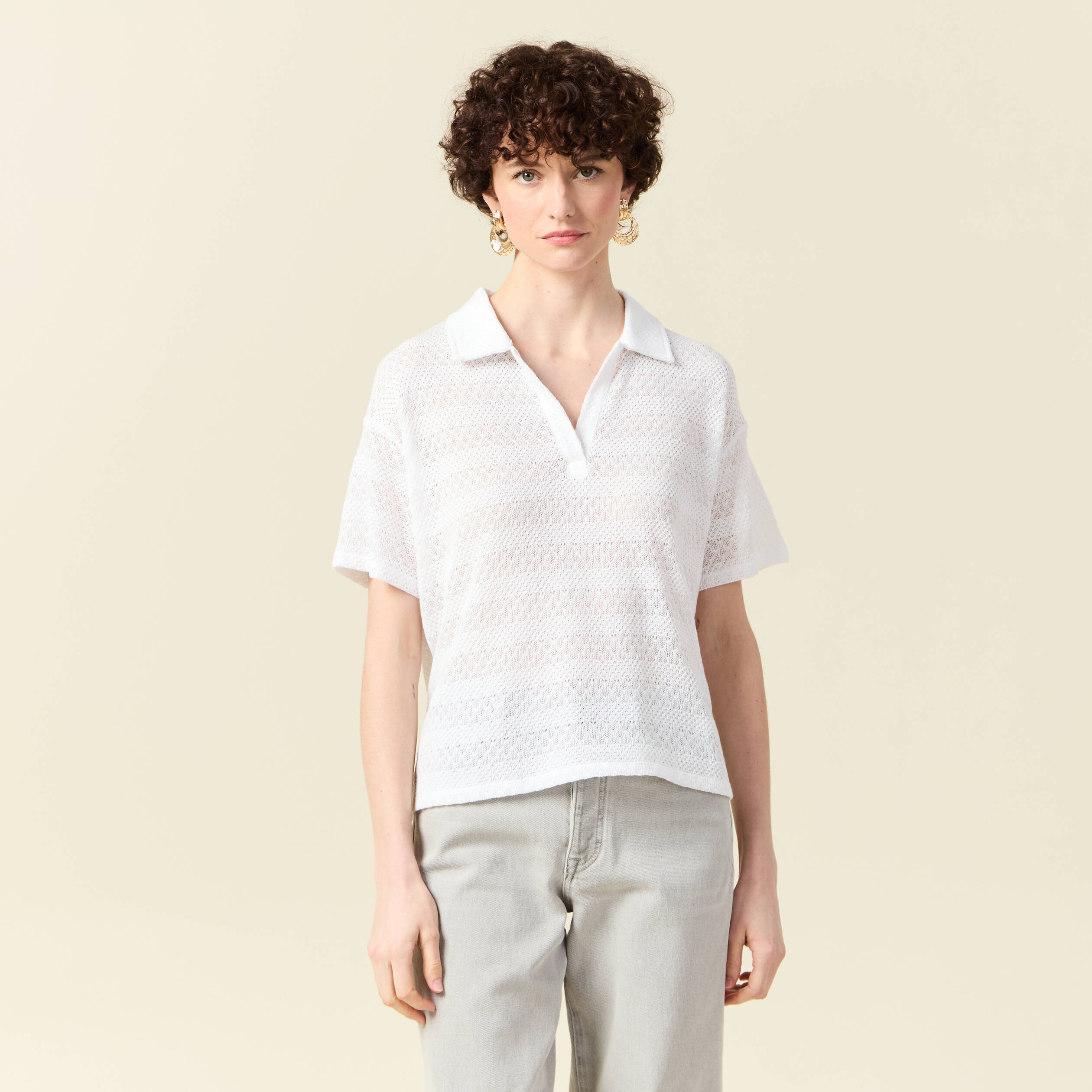 T-shirt manches courtes blanc femme