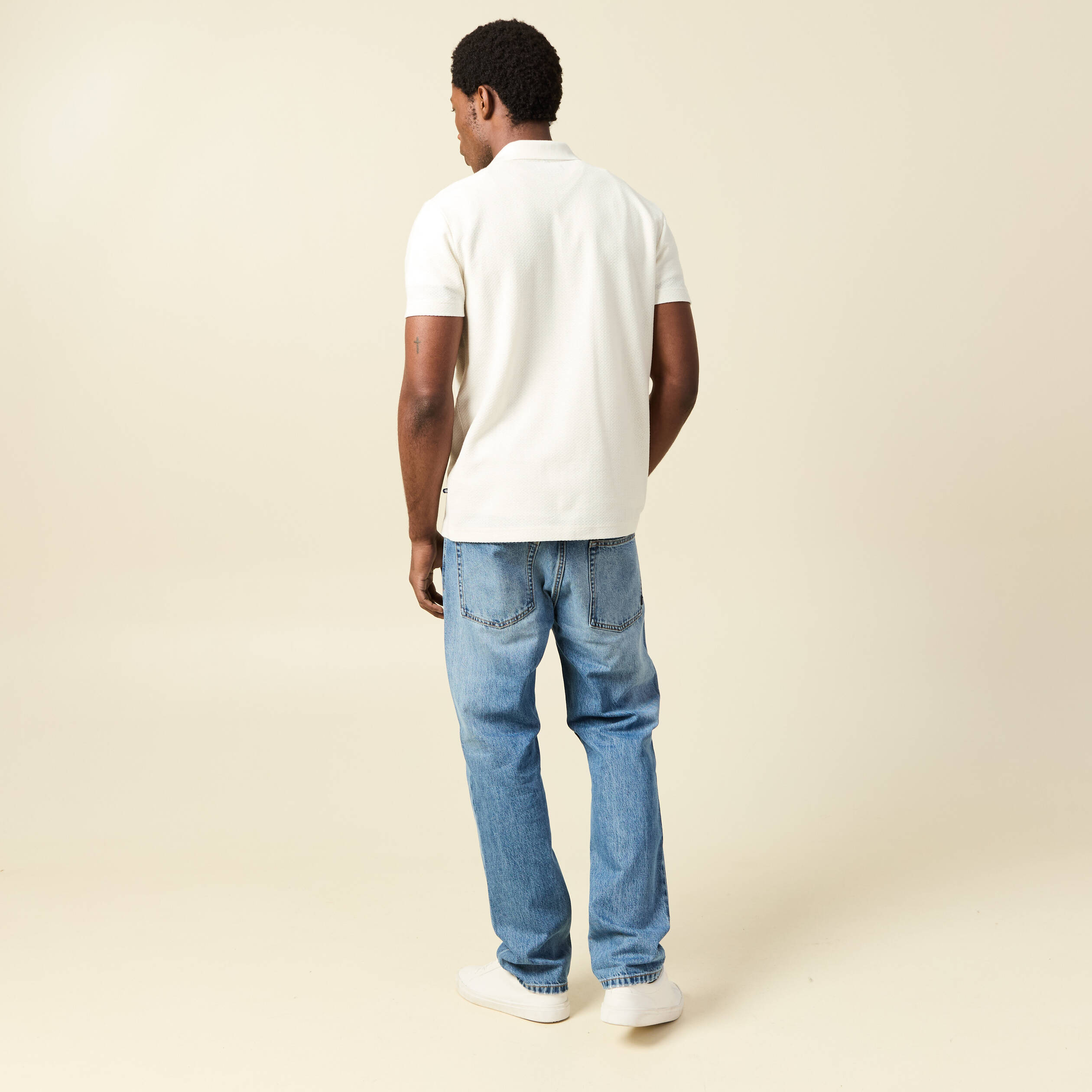 Polo manches courtes ecru homme