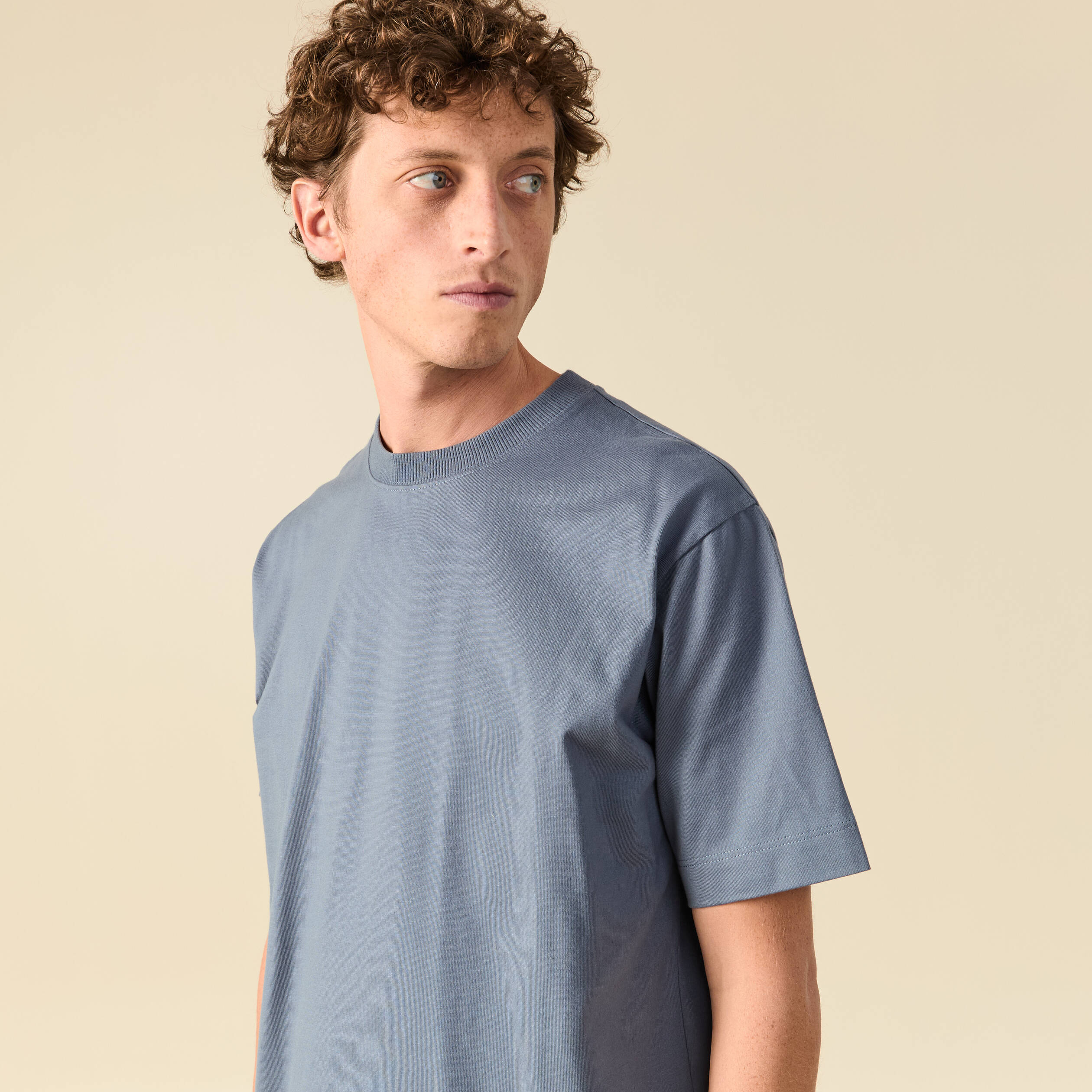 T-shirt en coton bleu gris homme