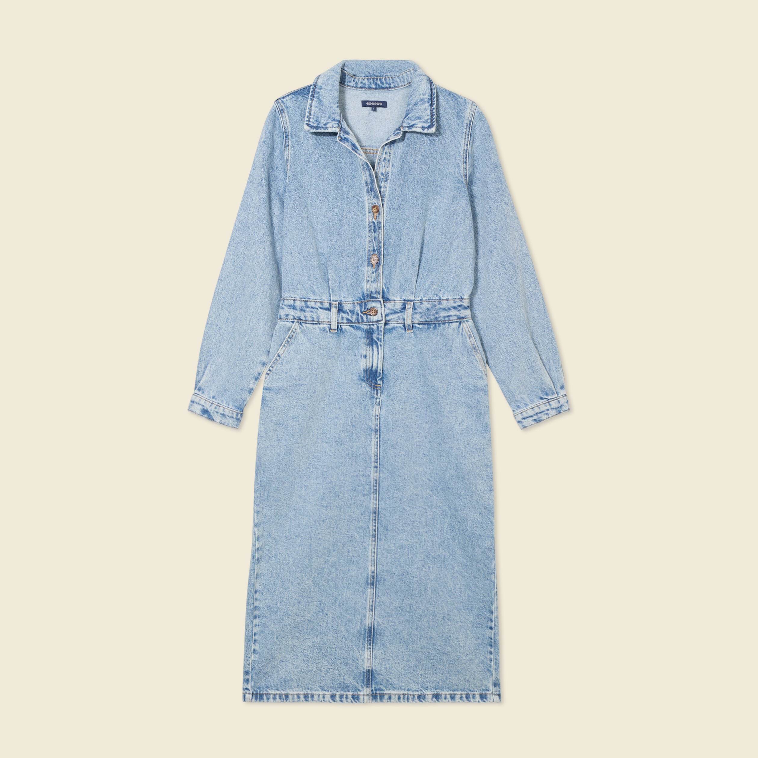 Robe midi droite en jean denim used femme