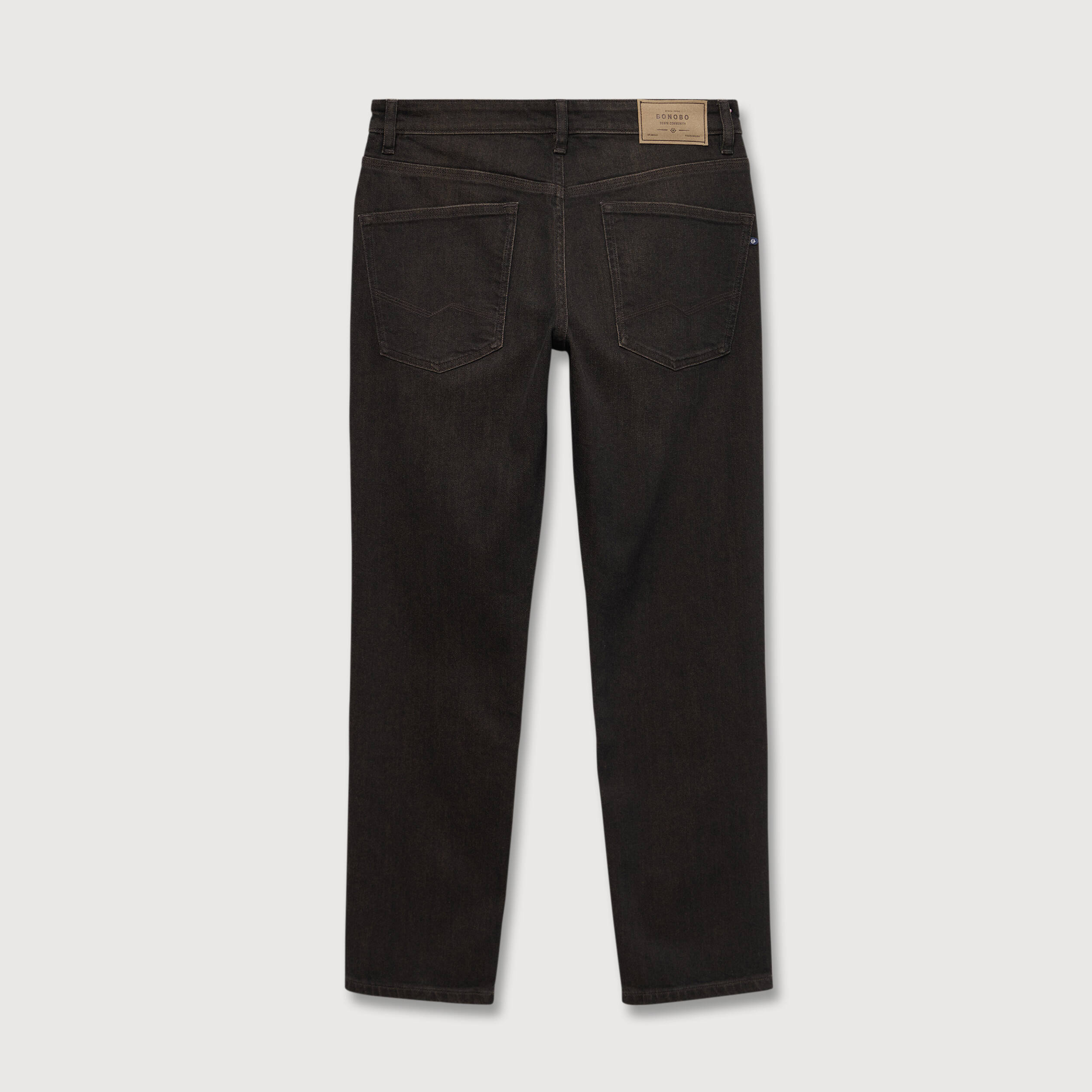 Jeans straight longueur 32 marron homme