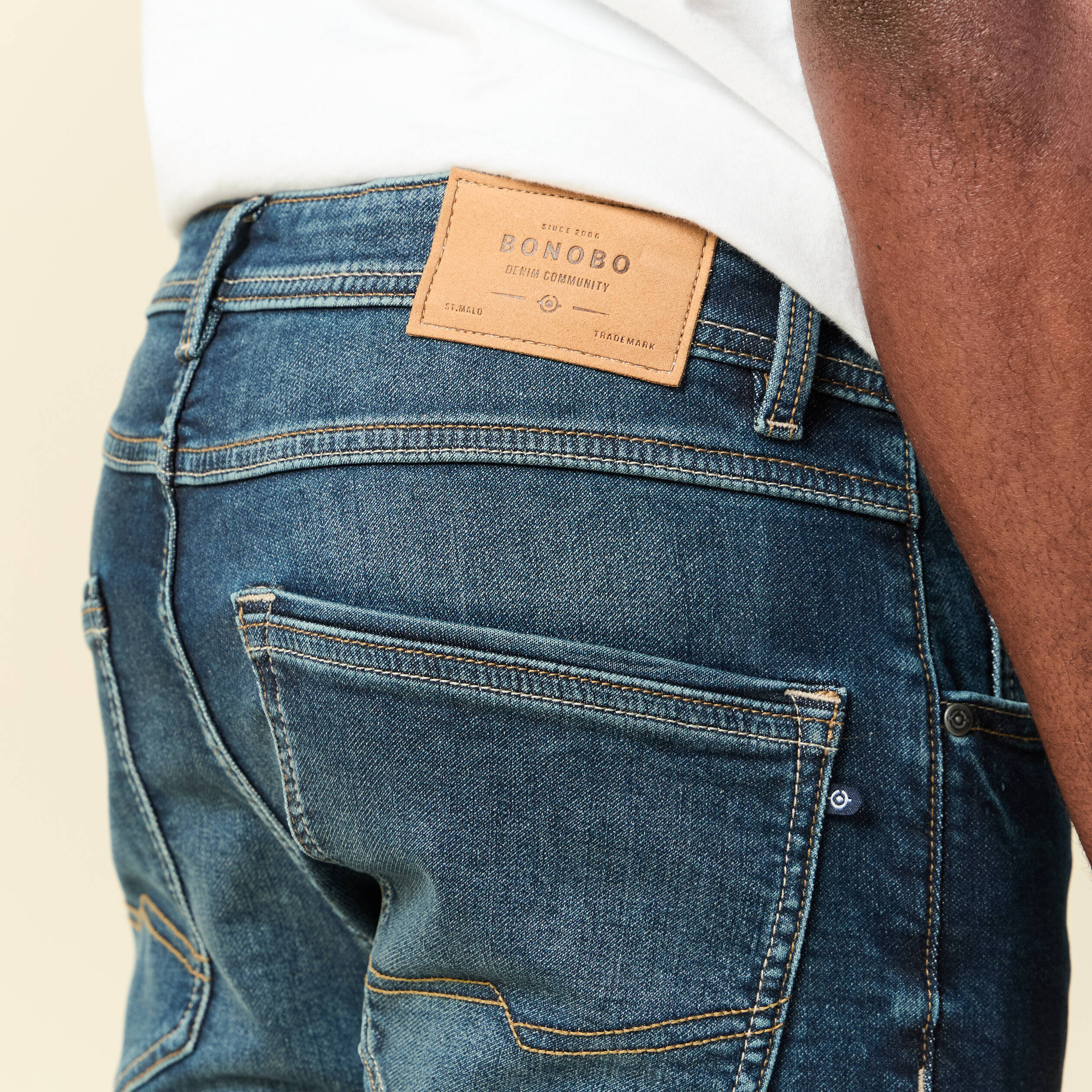 Jeans homme slim effet used denim brut homme