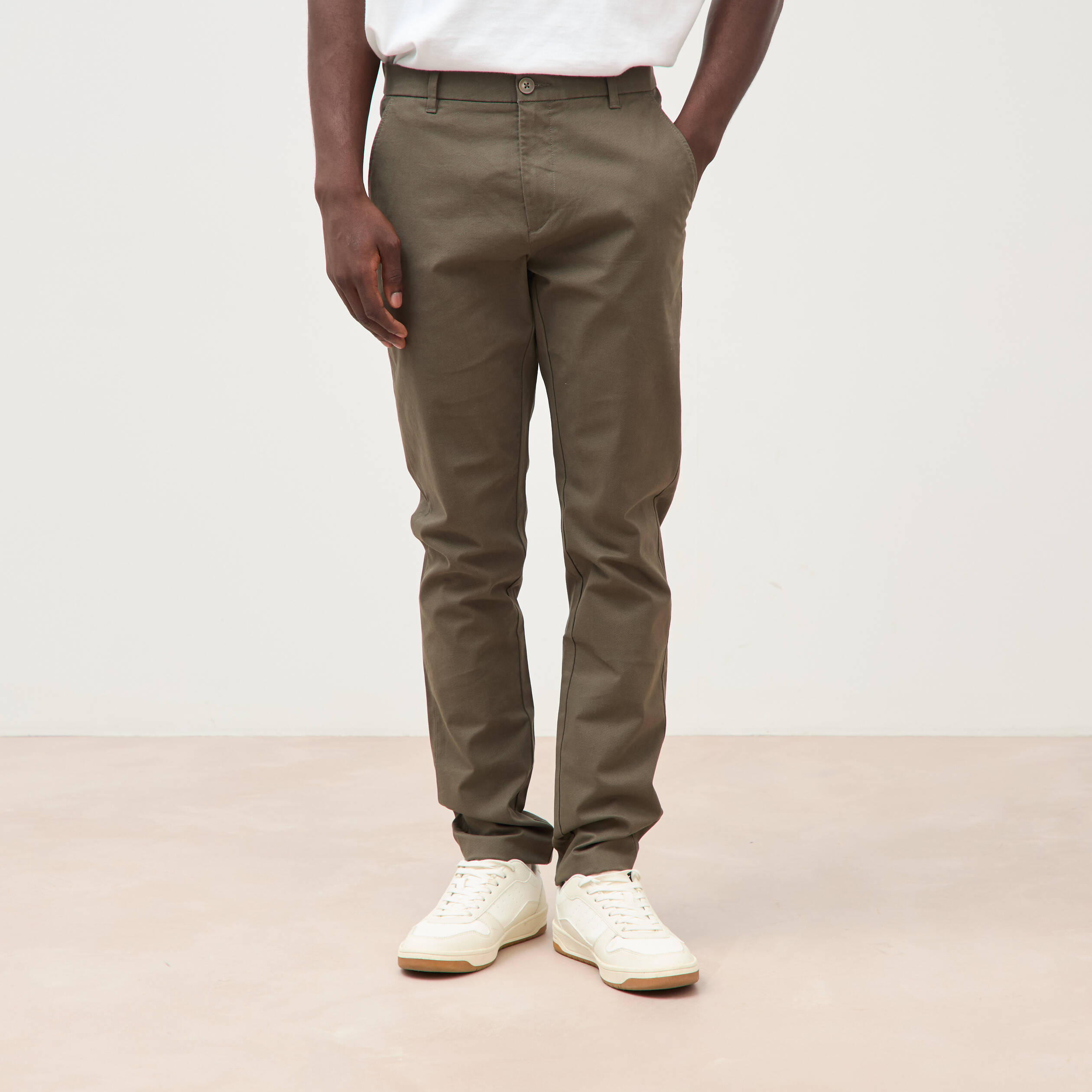 Pantalon chino slim taupe homme