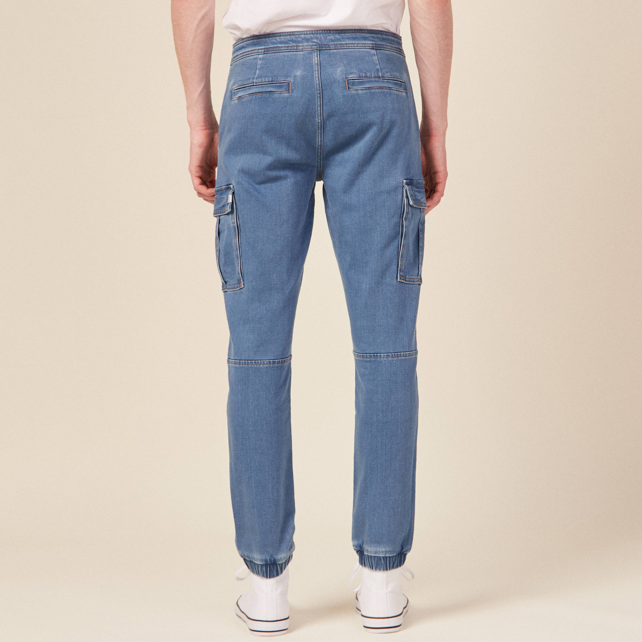 jeans battle a coulisse denim used homme Jeans battle à coulisse denim used homme