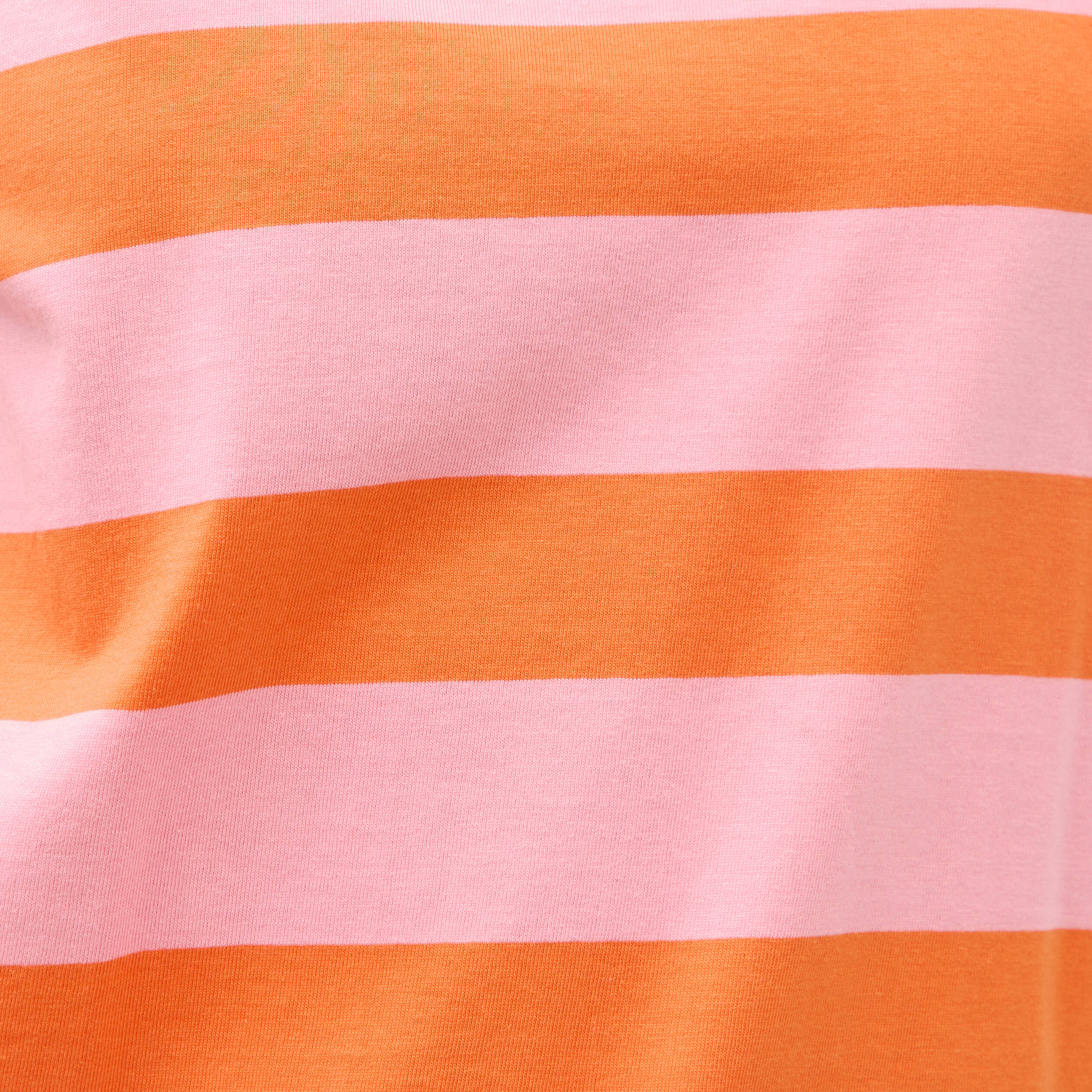 T-shirt ray&eacute; col rond manches courtes orange femme