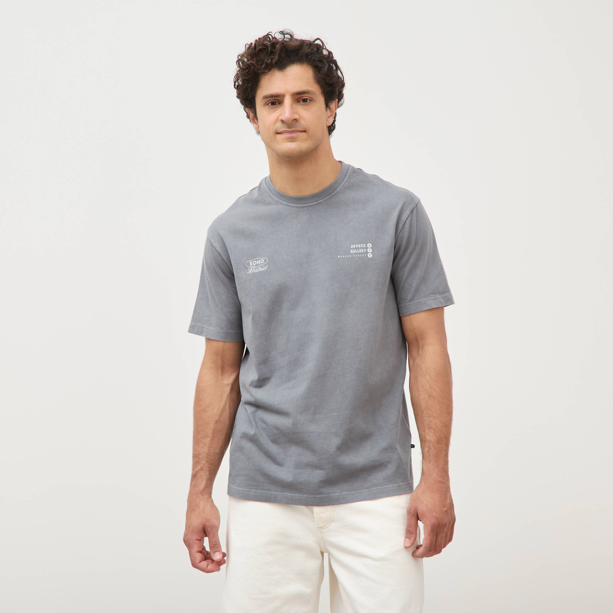 T-shirt en coton manches courtes gris homme