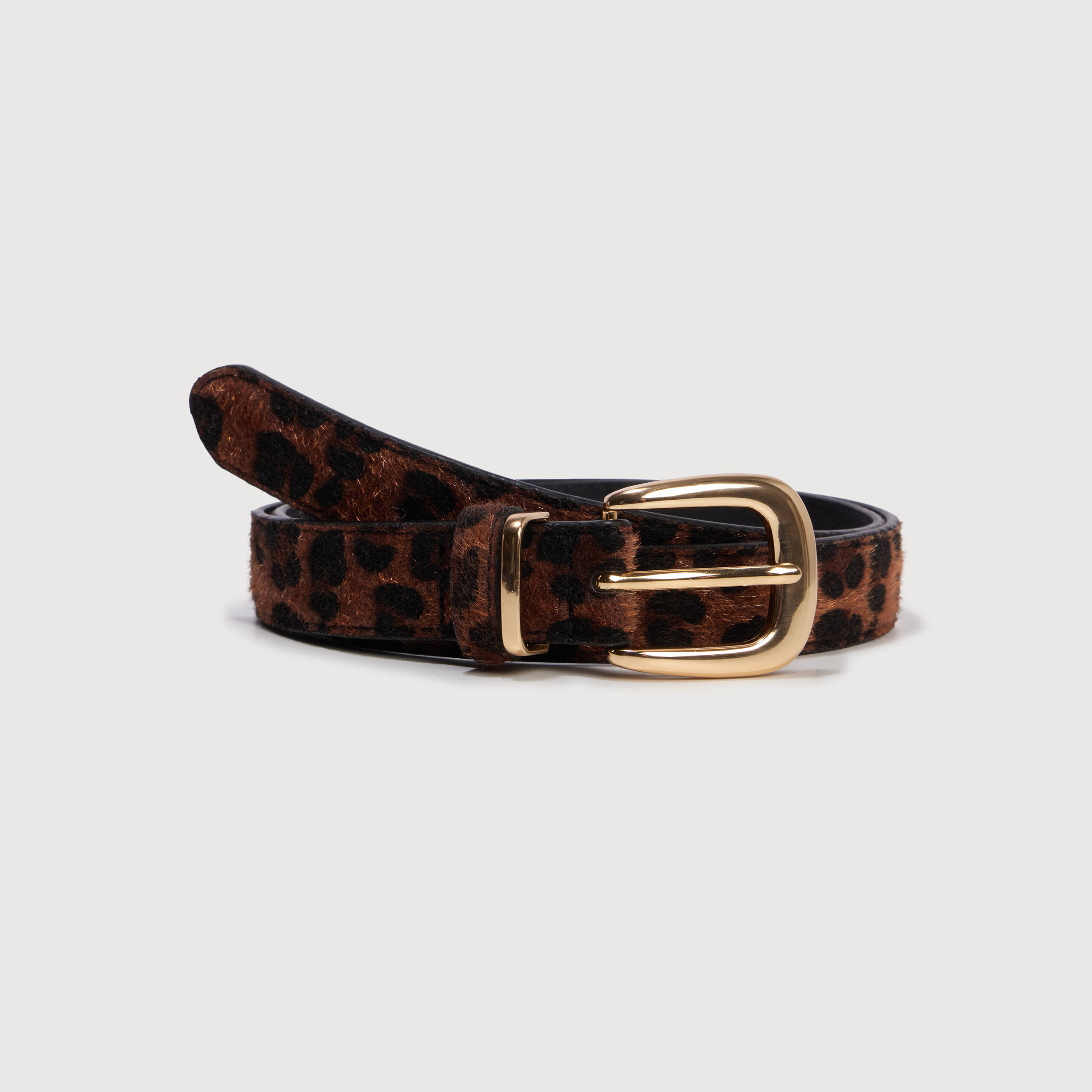 Ceinture fine imitation fourrure marron fonc&eacute; femme