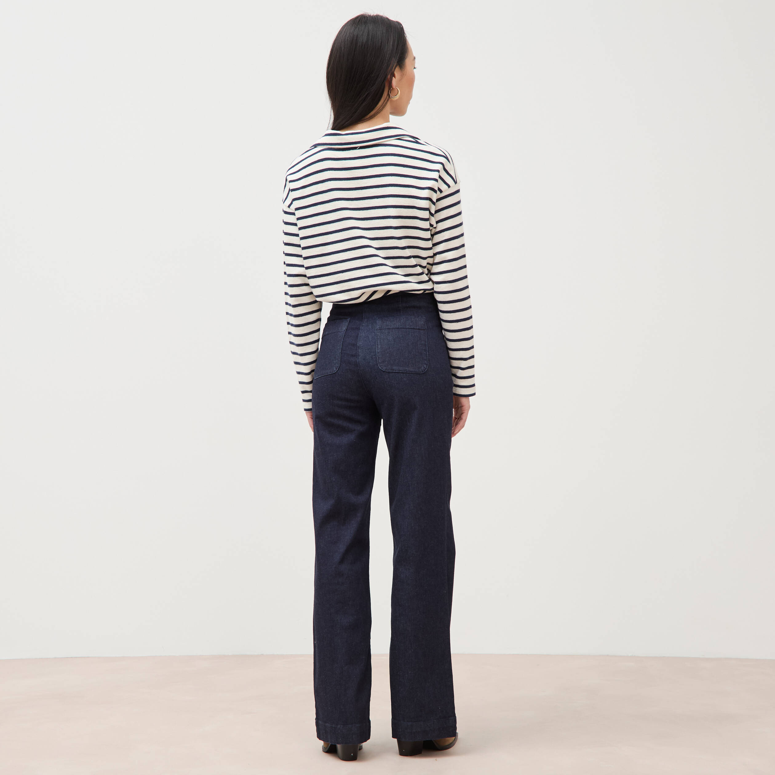 Jean Bootcut Femme RH Sweet Jeans Taille 2 Bleu Foncé Brodé Strass Taille Basse