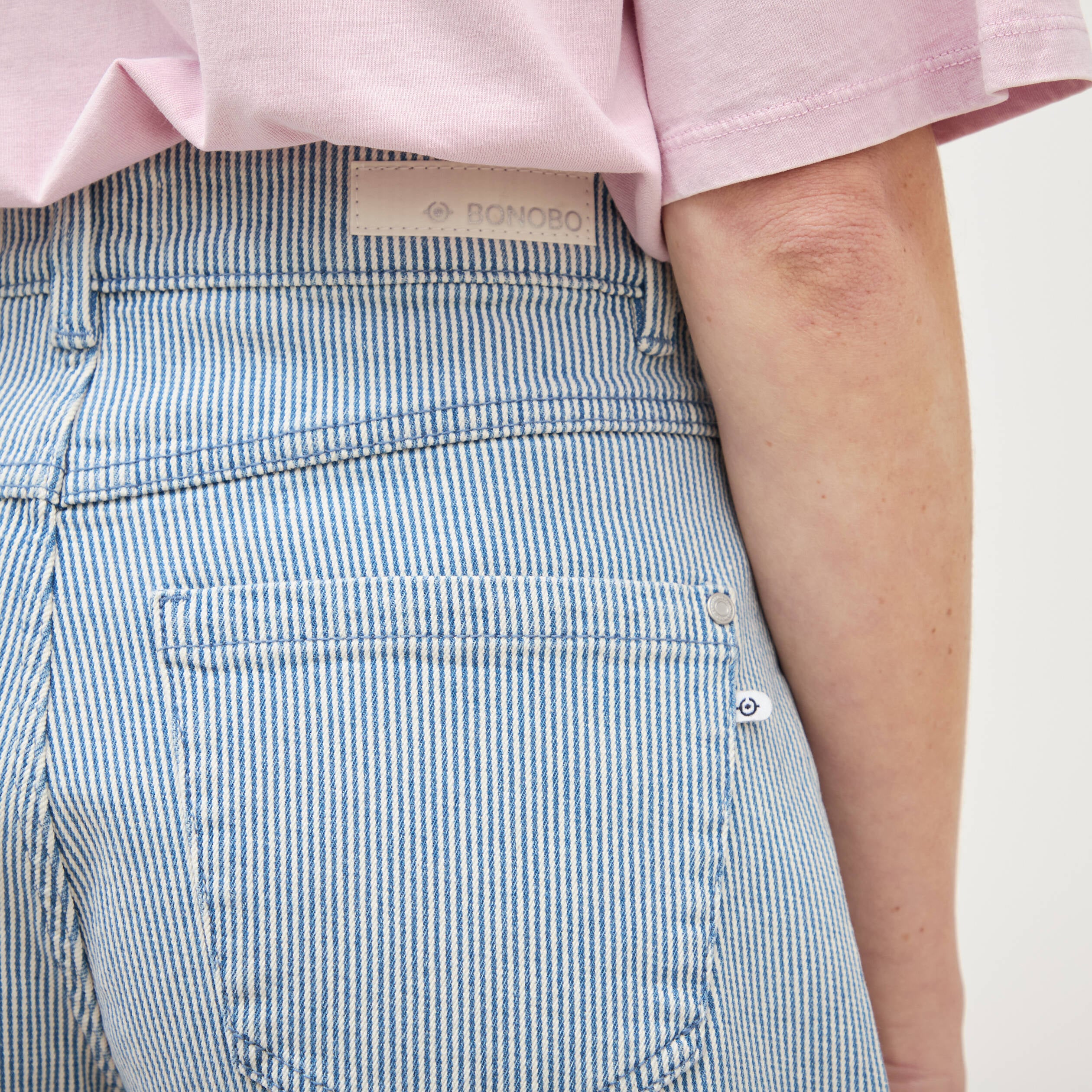 Short mom taille haute en jeans bleu marine femme