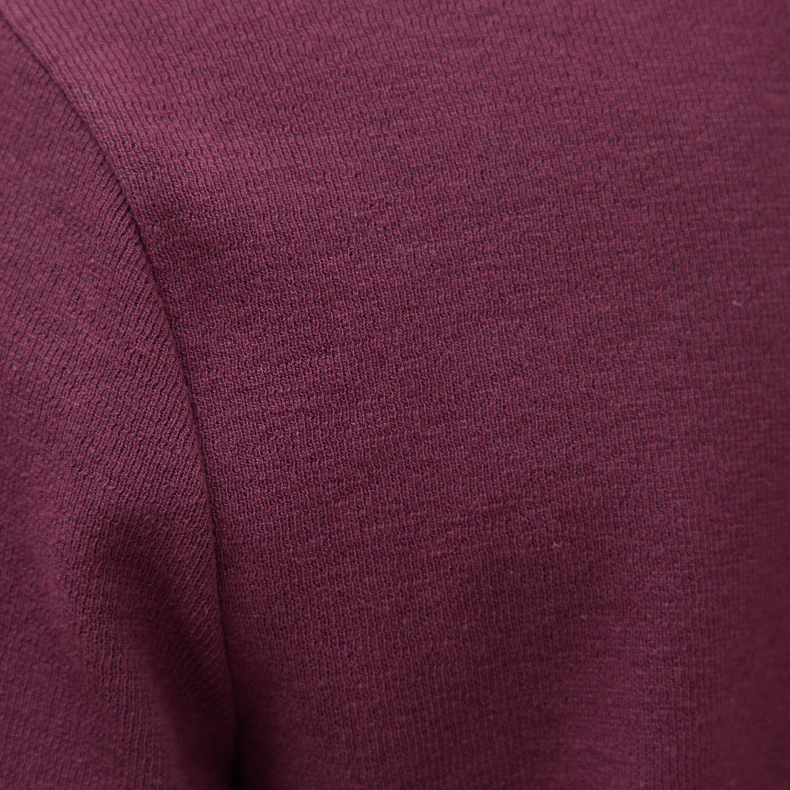 Polo droit manches longues en coton prune homme