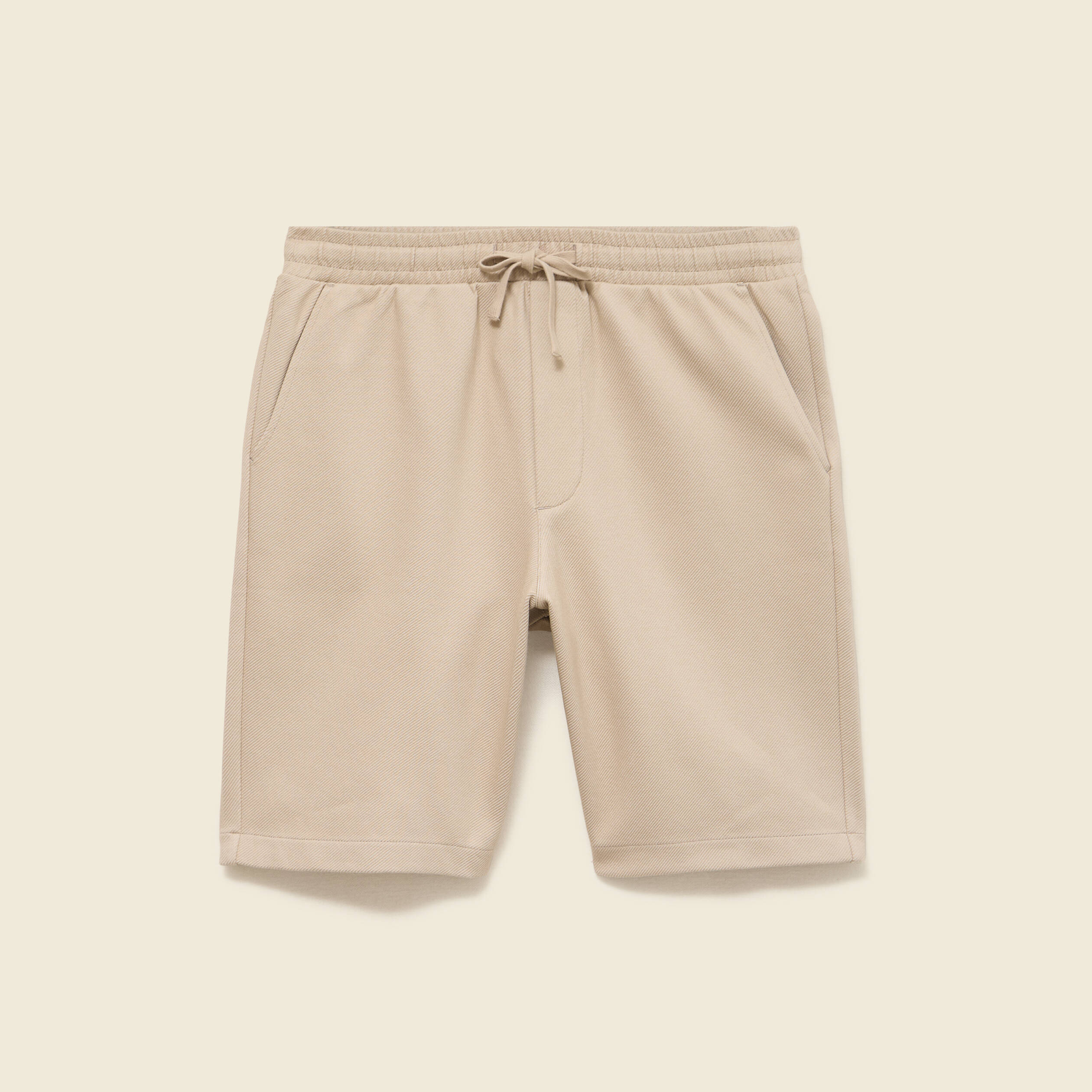 Bermuda droit &eacute;lastiqu&eacute; beige homme