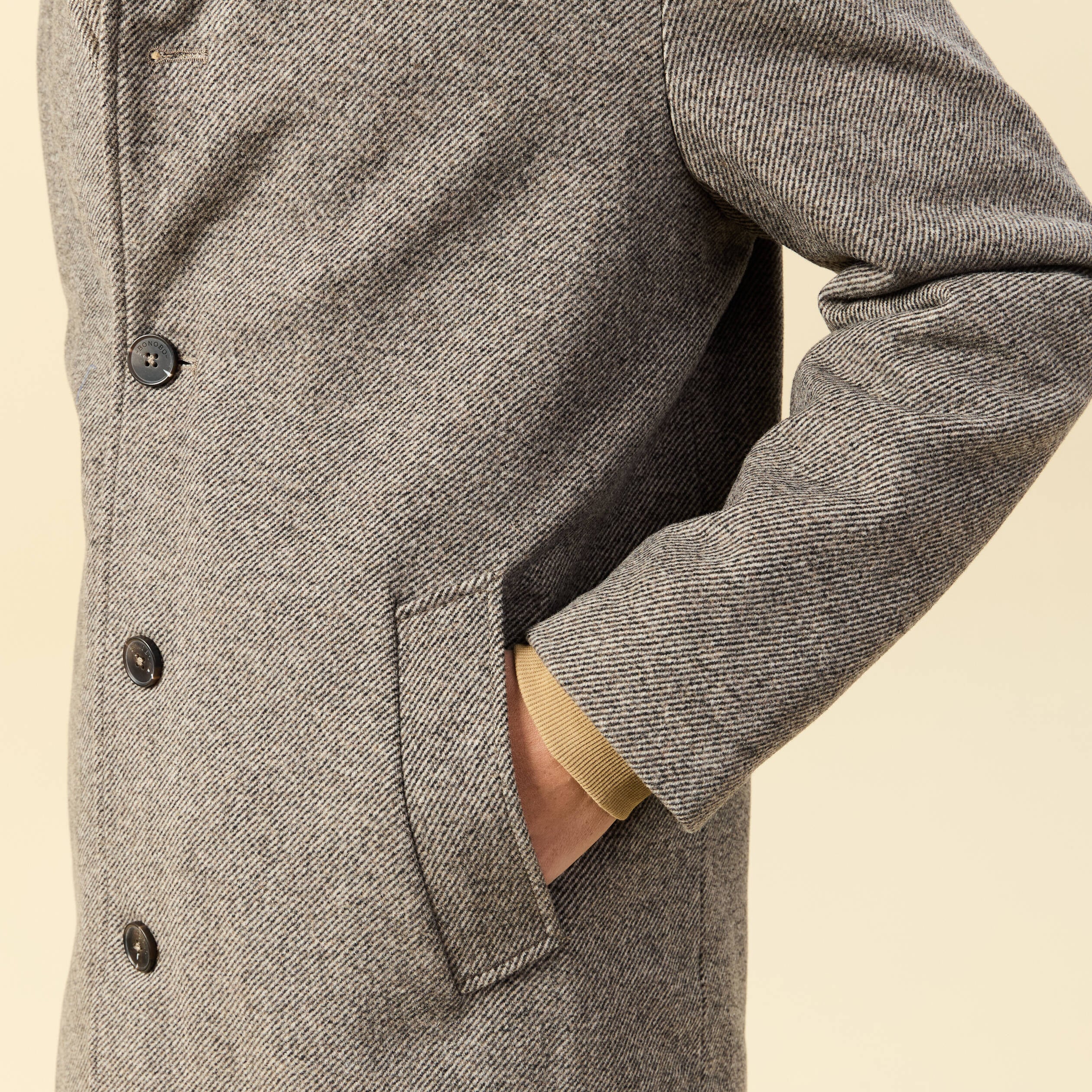 Manteau droit long col classique beige homme