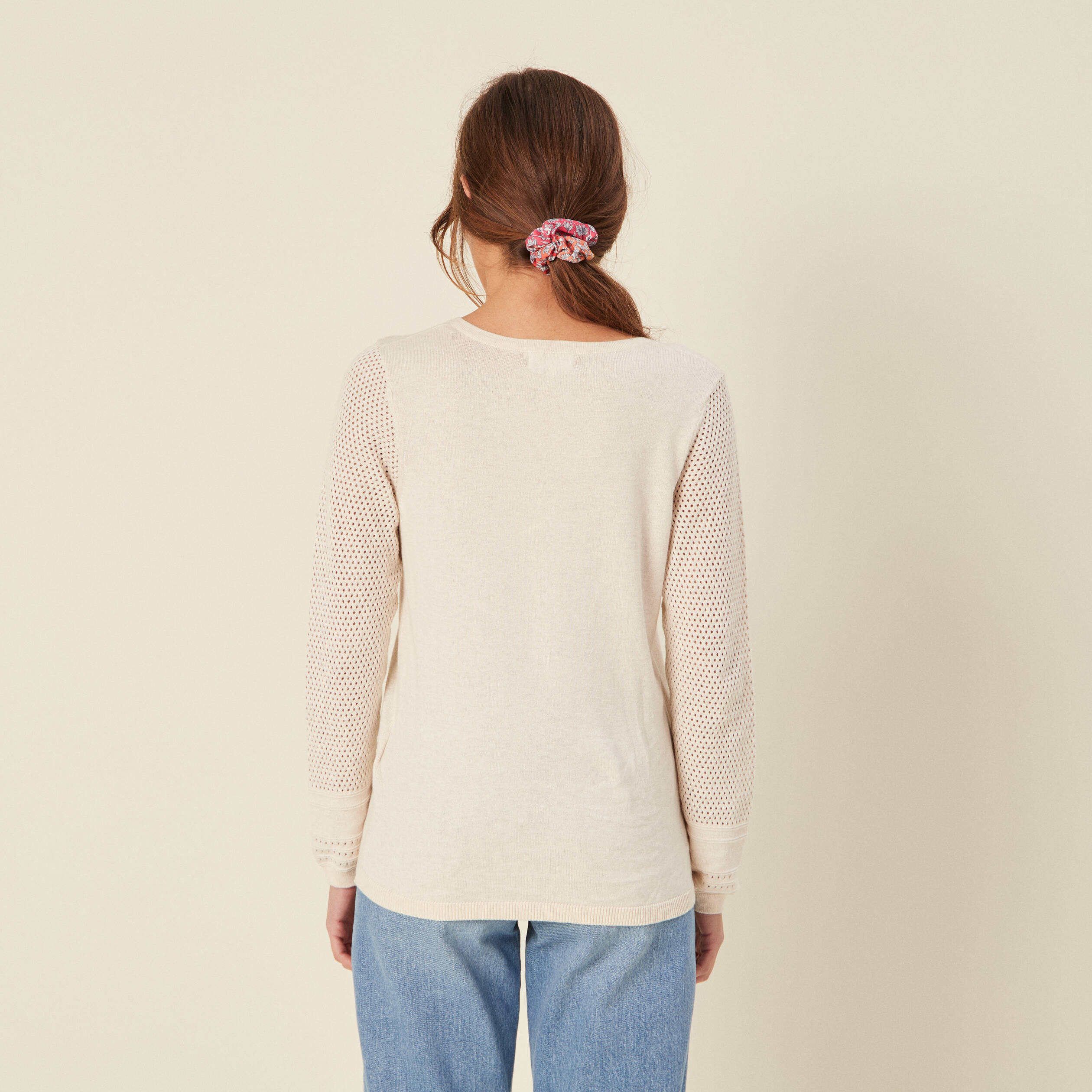 Pull à manches longues creme femme