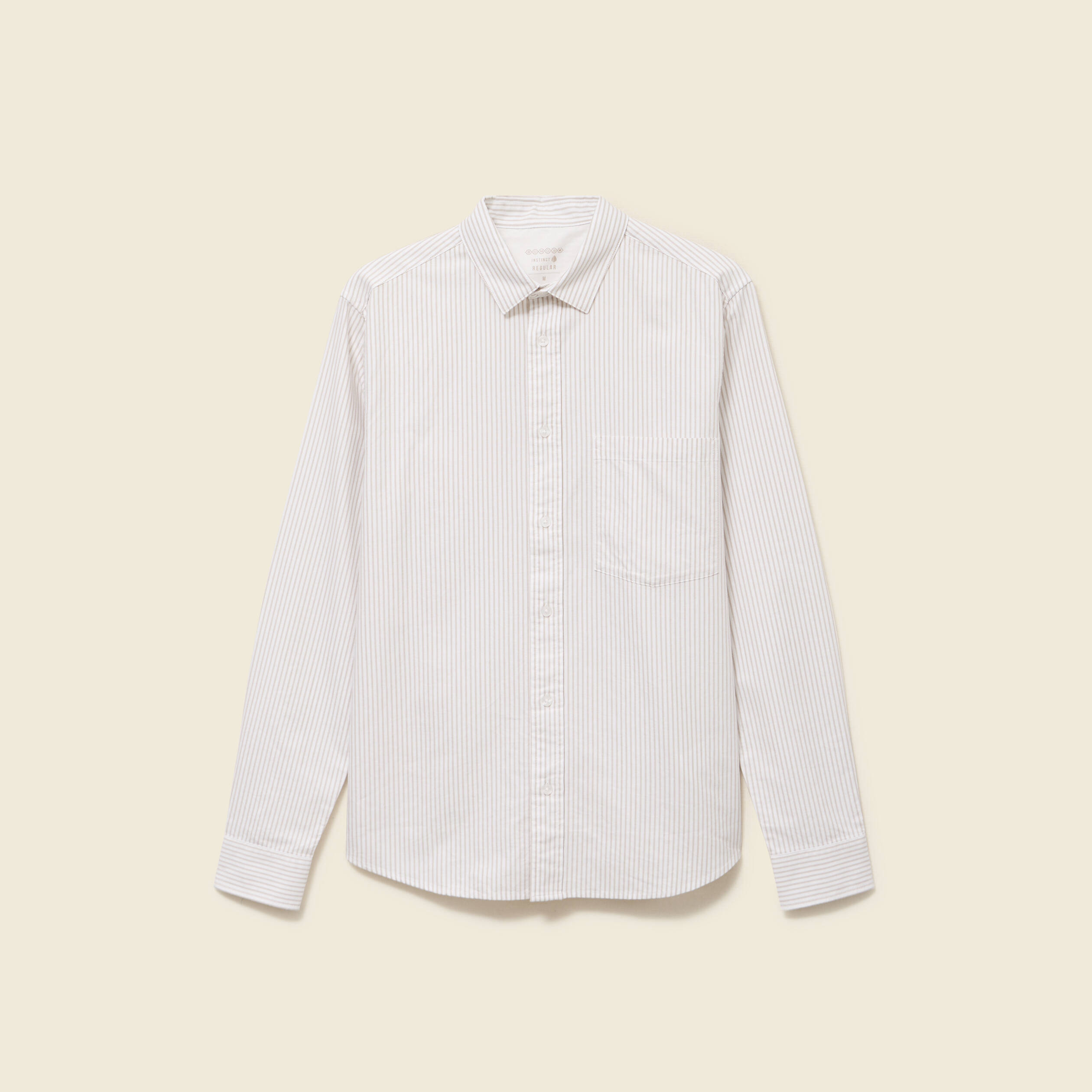 Chemise en coton manches longues beige homme