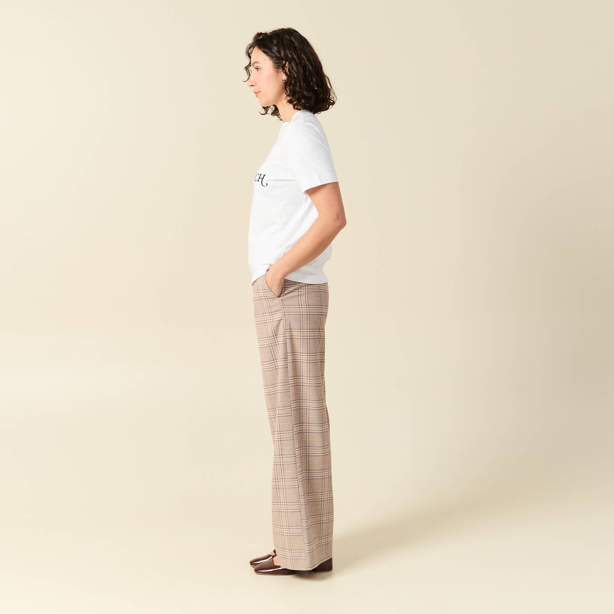 T-shirt oversize col rond en coton blanc femme
