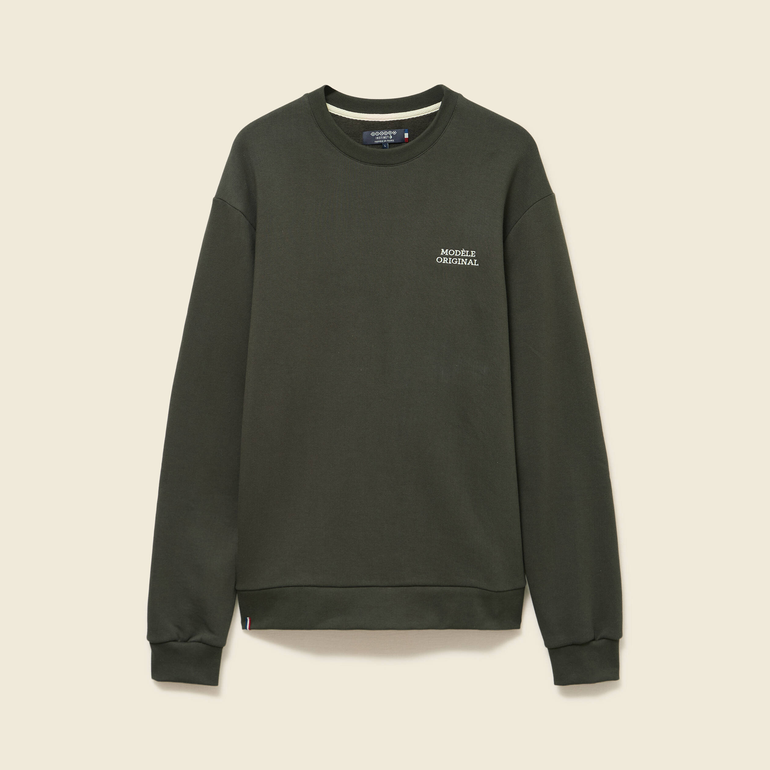 Sweat manches longues vert kaki homme