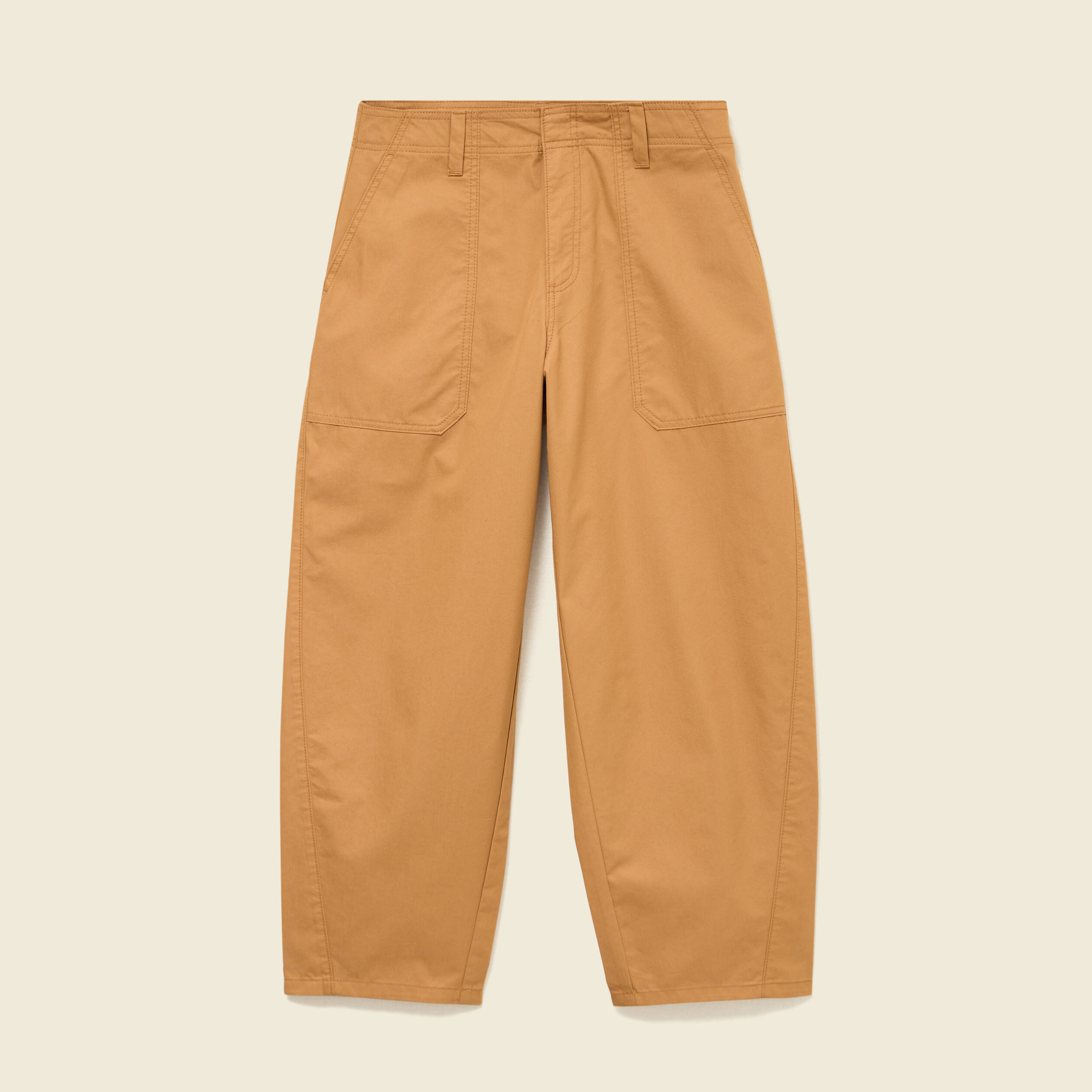Pantalon barrel cargo taille standard jaune moutarde femme