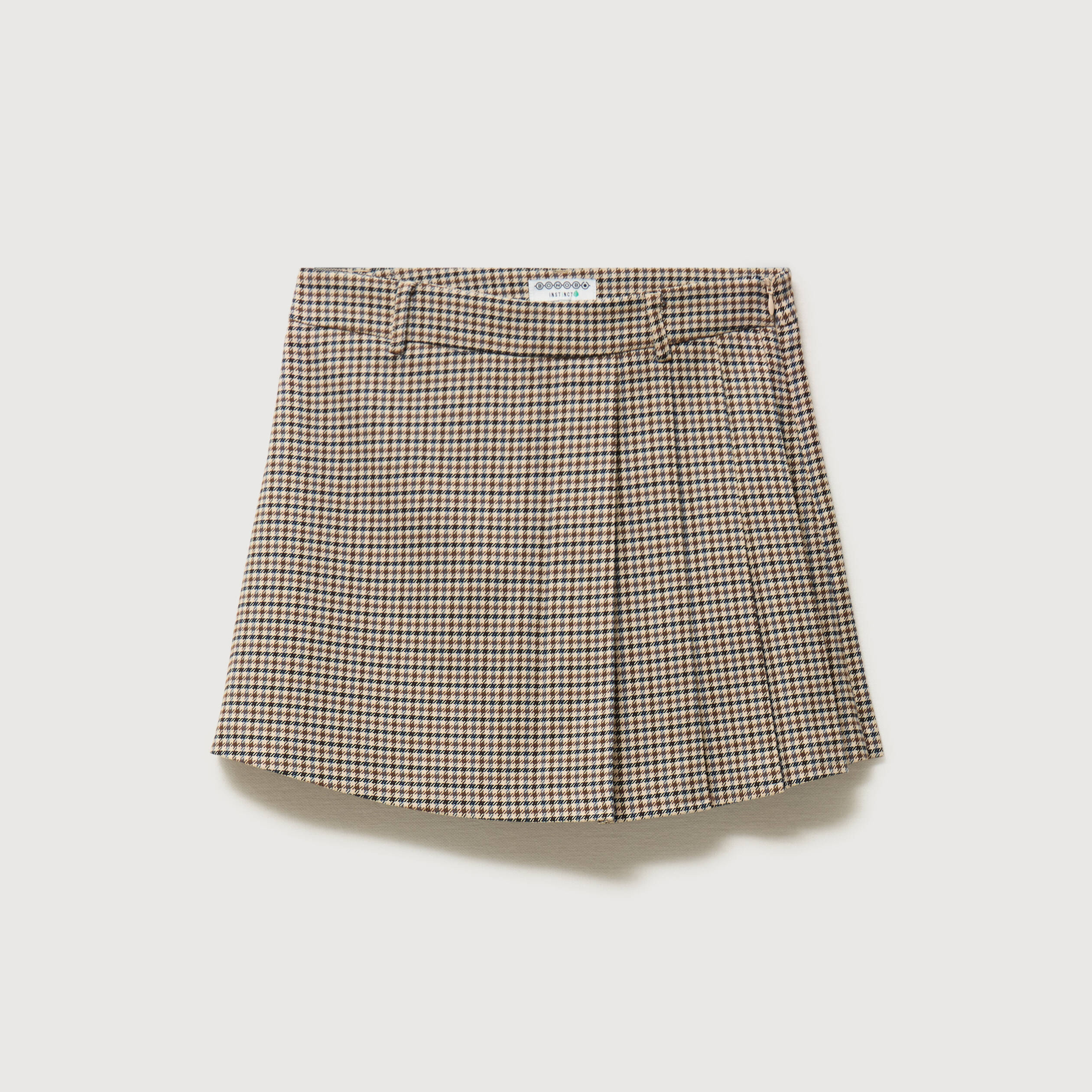 Jupe taille haute doubl&eacute;e marron femme
