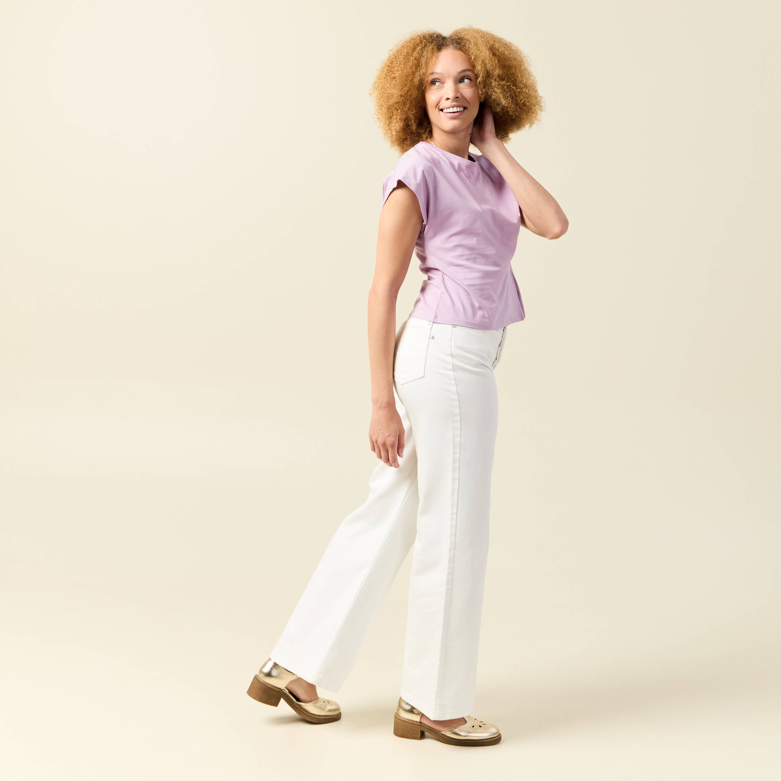 T-shirt manches courtes mauve femme