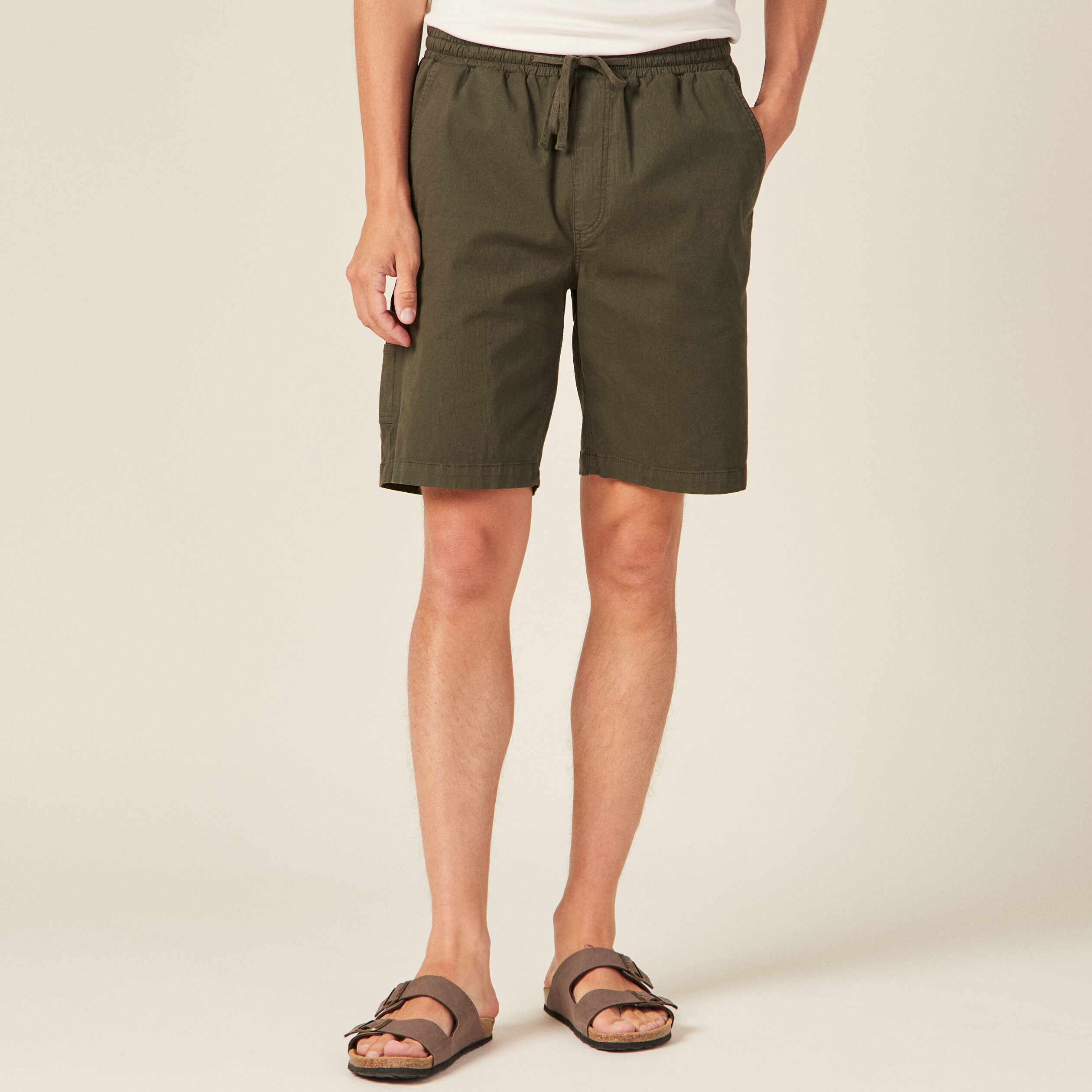Bermuda droit velours gris foncé homme