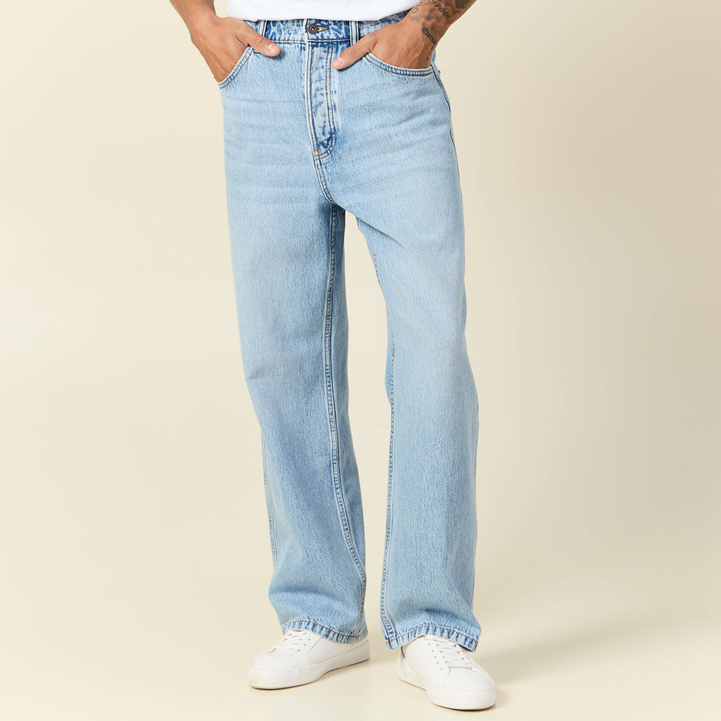jeans loose 5 poches denim snow bleach homme Jeans loose 5 poches denim snow bleach homme