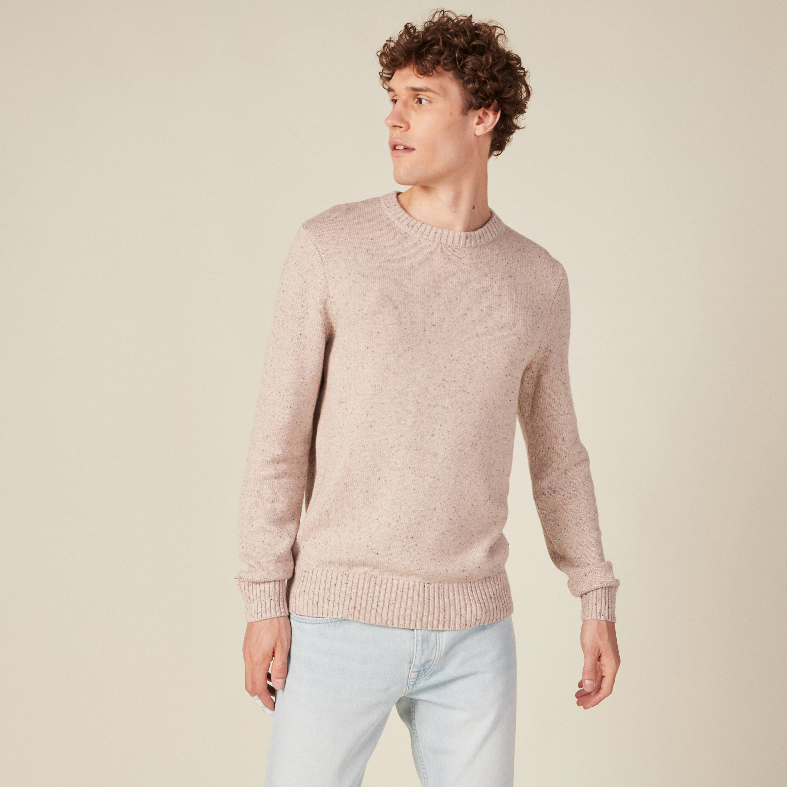 pull manches longues col rond beige homme Pull manches longues col rond beige homme