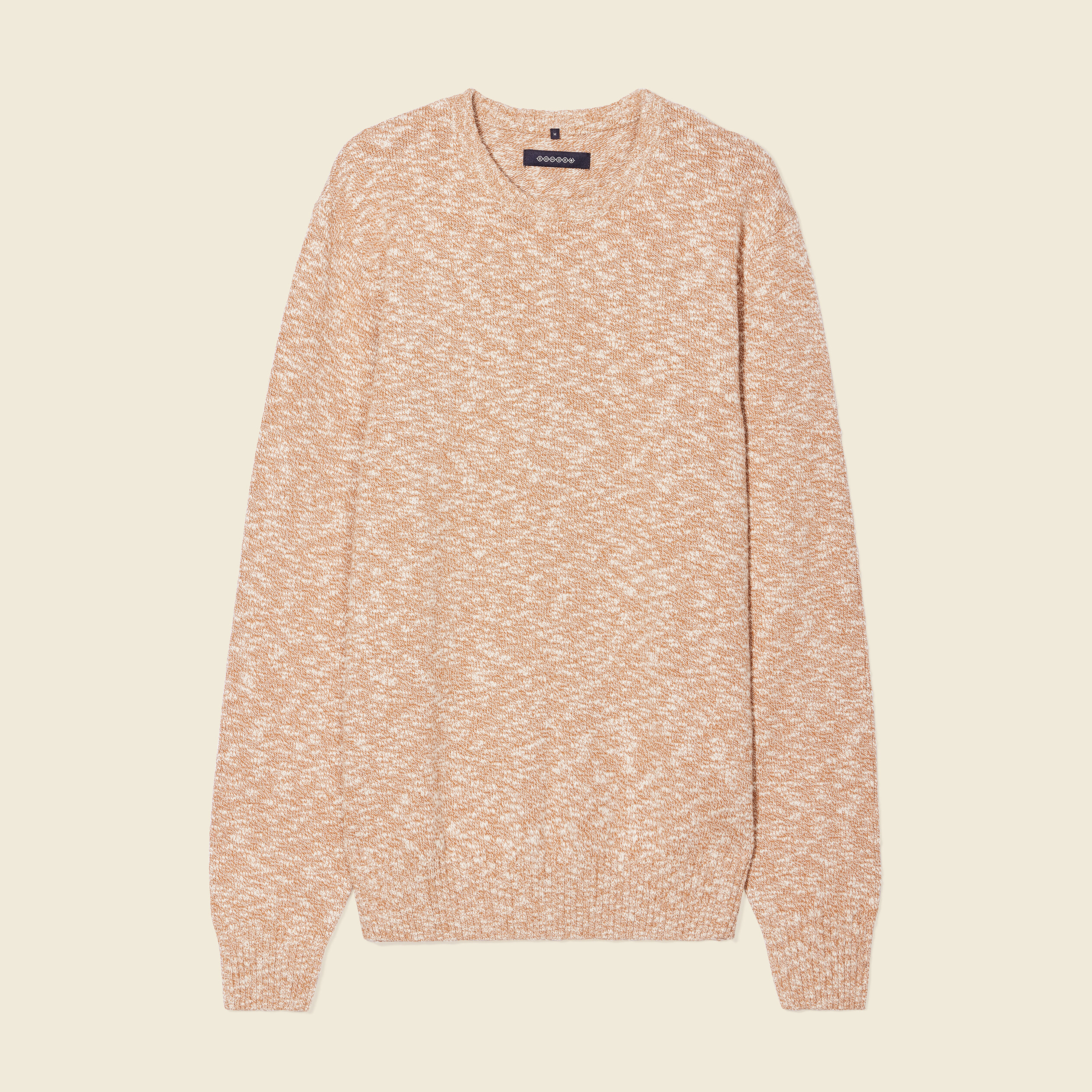 Pull manches longues col rond camel homme