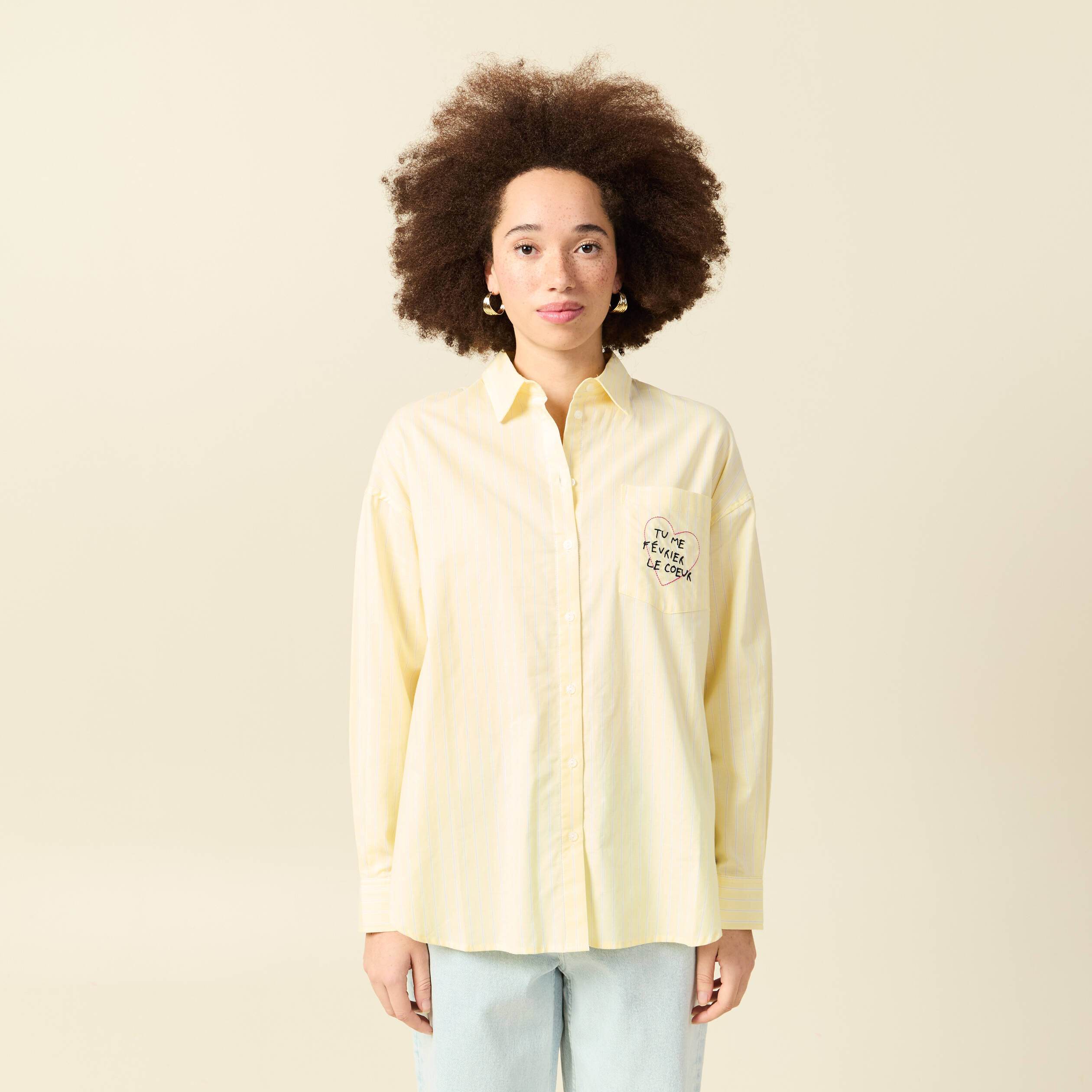Chemise brod&eacute;e Atelier Beguin x Bonobo jaune femme
