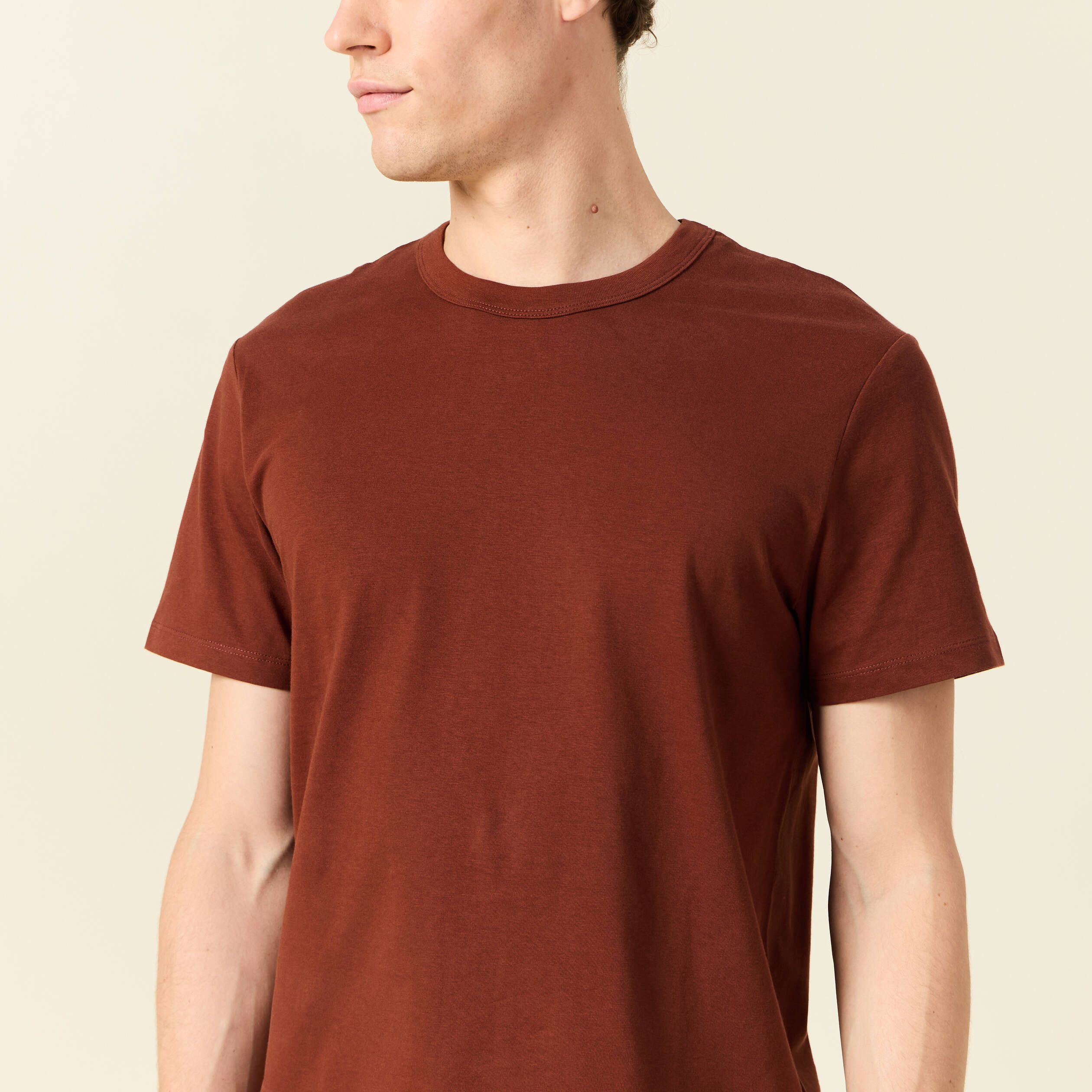 t shirt eco responsable marron cognac homme T-shirt éco-responsable marron cognac homme