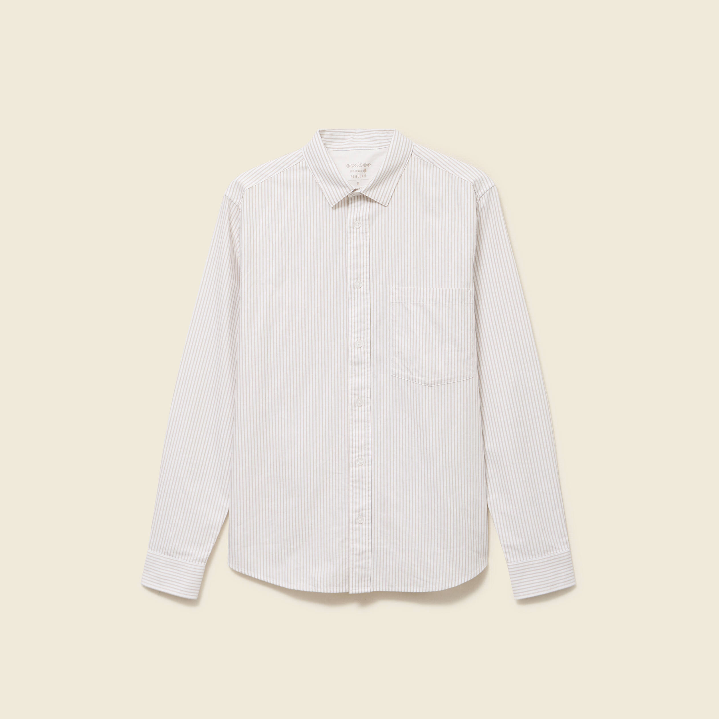 Chemise en coton manches longues beige homme
