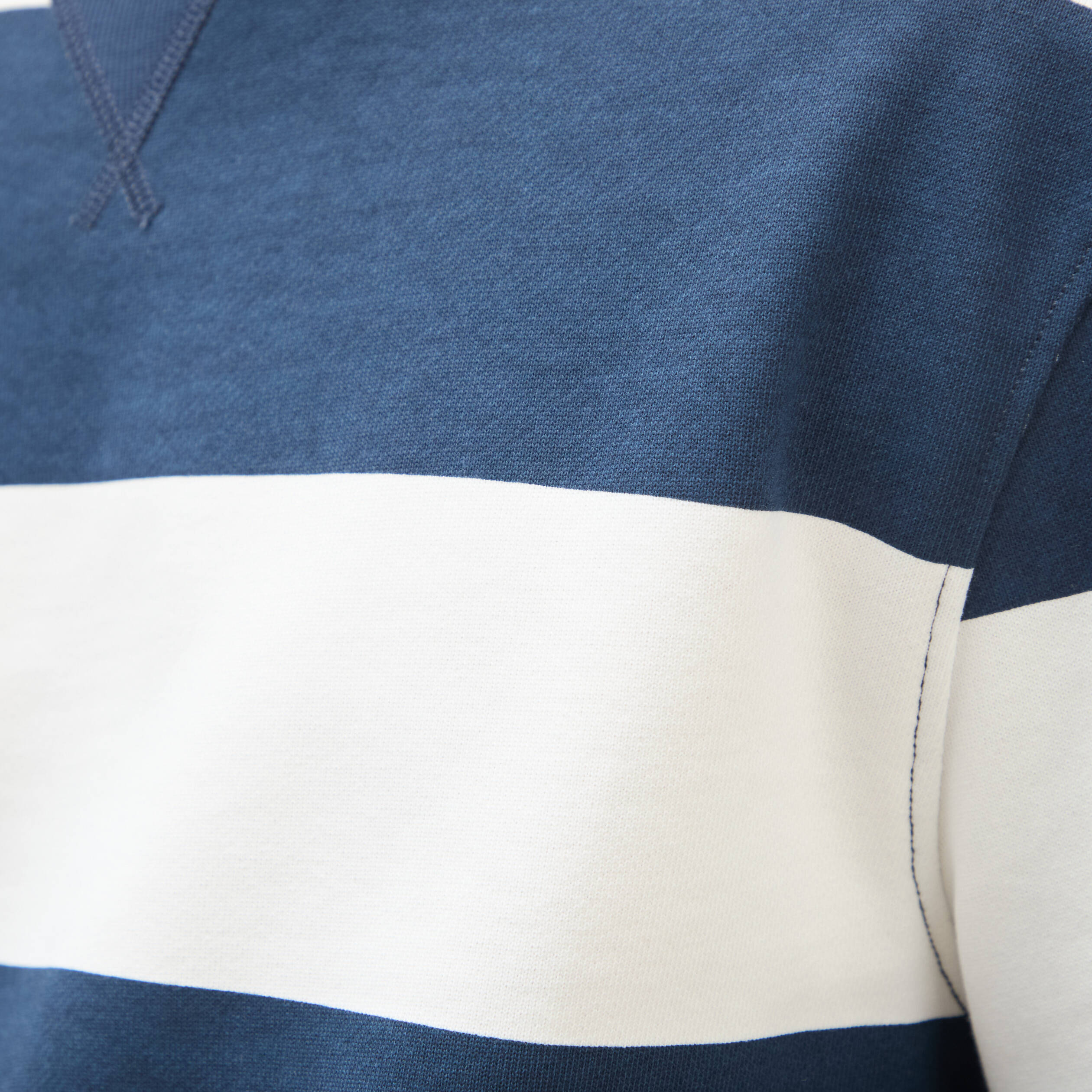 Sweat ray&eacute; col rond manches longues bleu marine homme