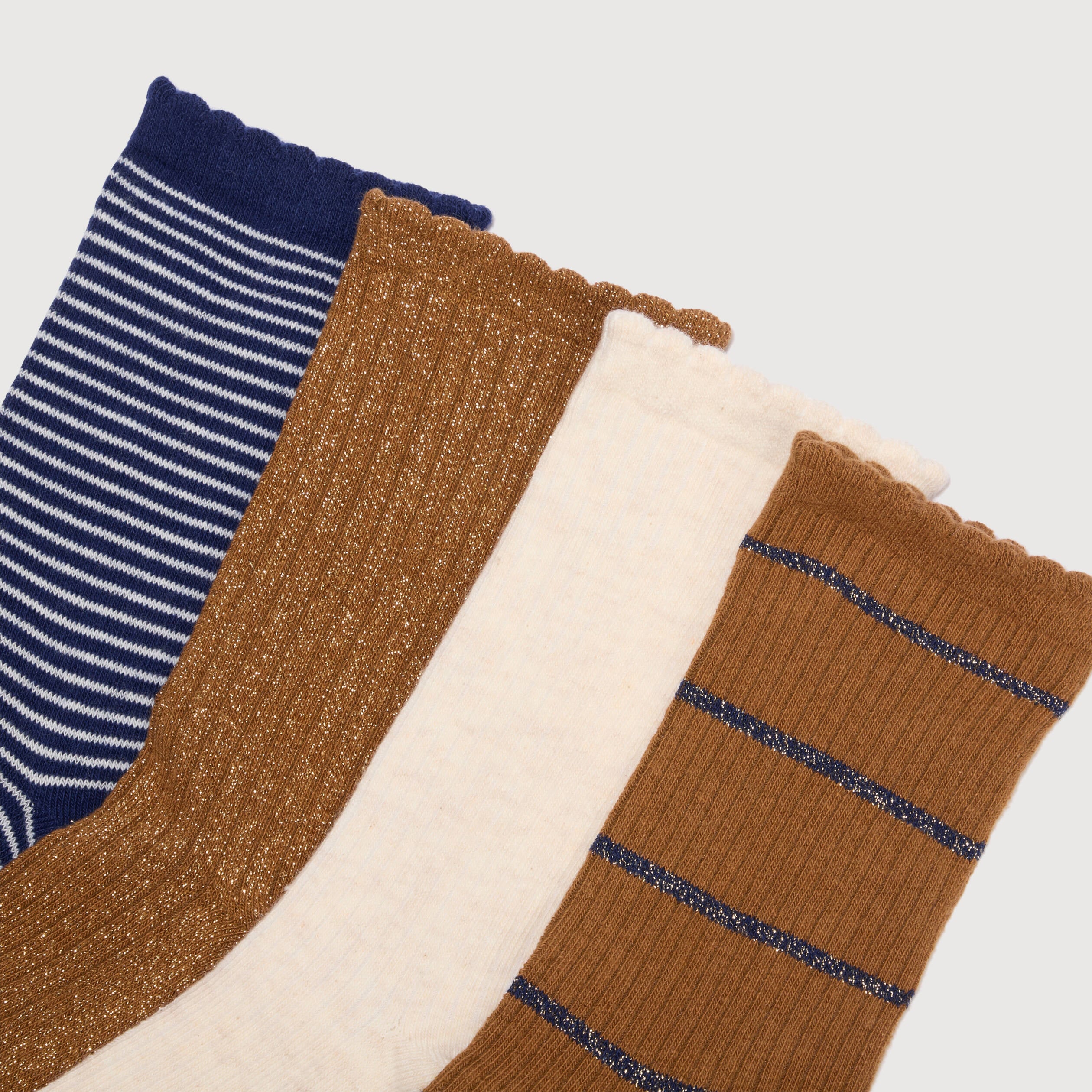 Lot de 4 paires de chaussettes camel femme