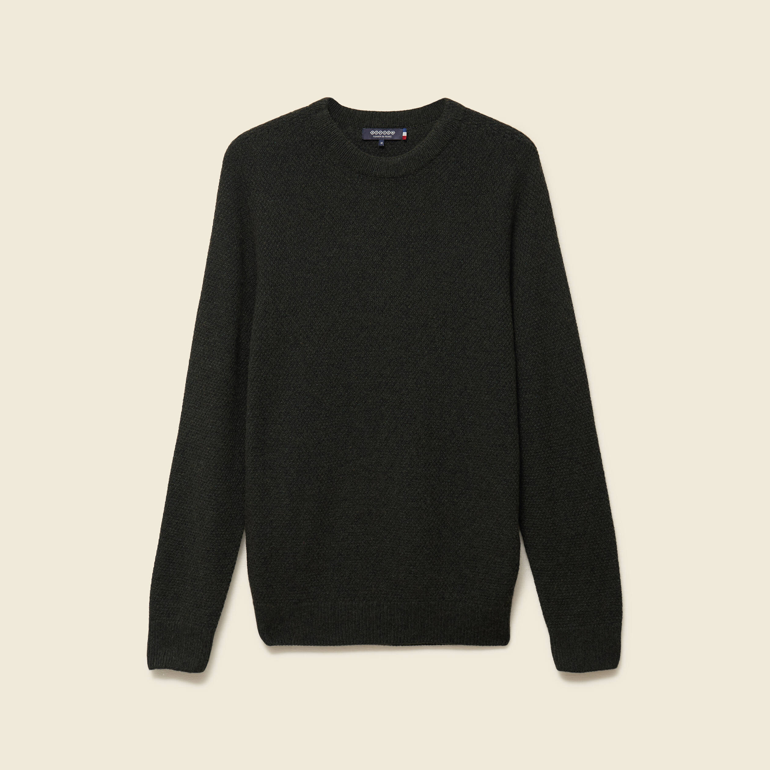 Pull manches longues fabriqu&eacute; en France vert kaki homme