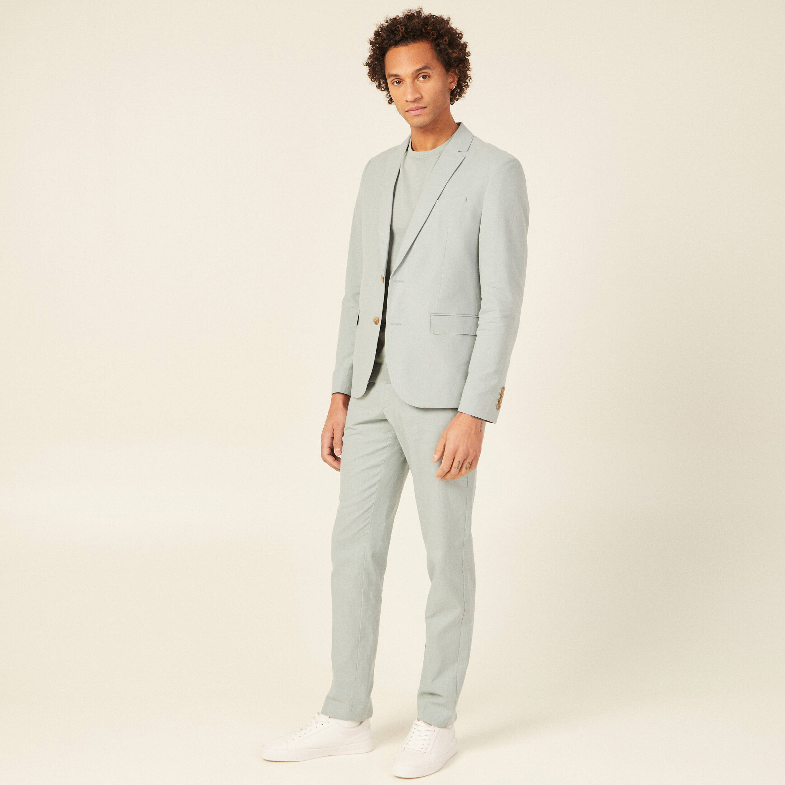 Veste blazer boutonnée bleu gris homme